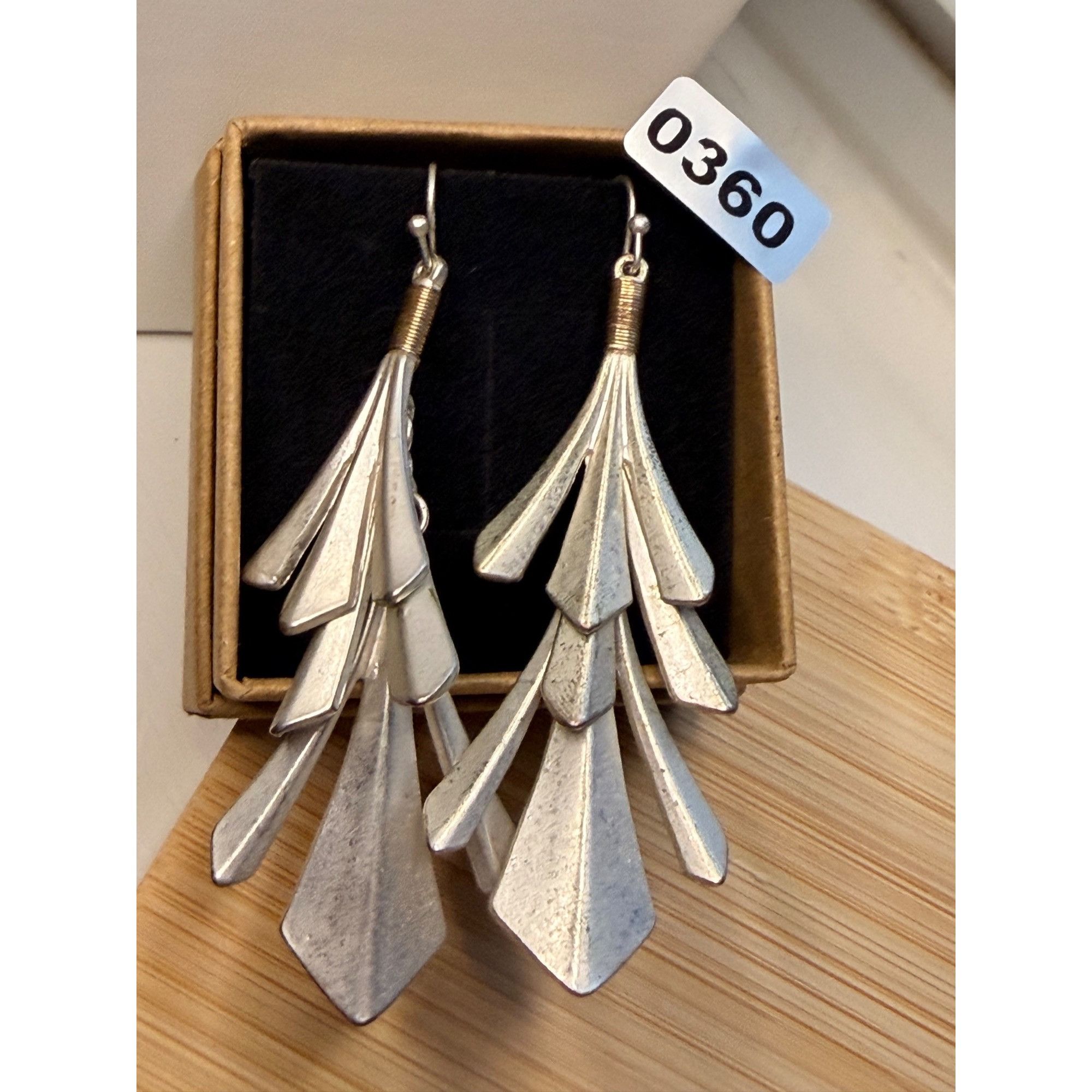 Other Silver-Tone Layered Drop Earrings With Geometric Design For Size ONE SIZE - 7 Thumbnail