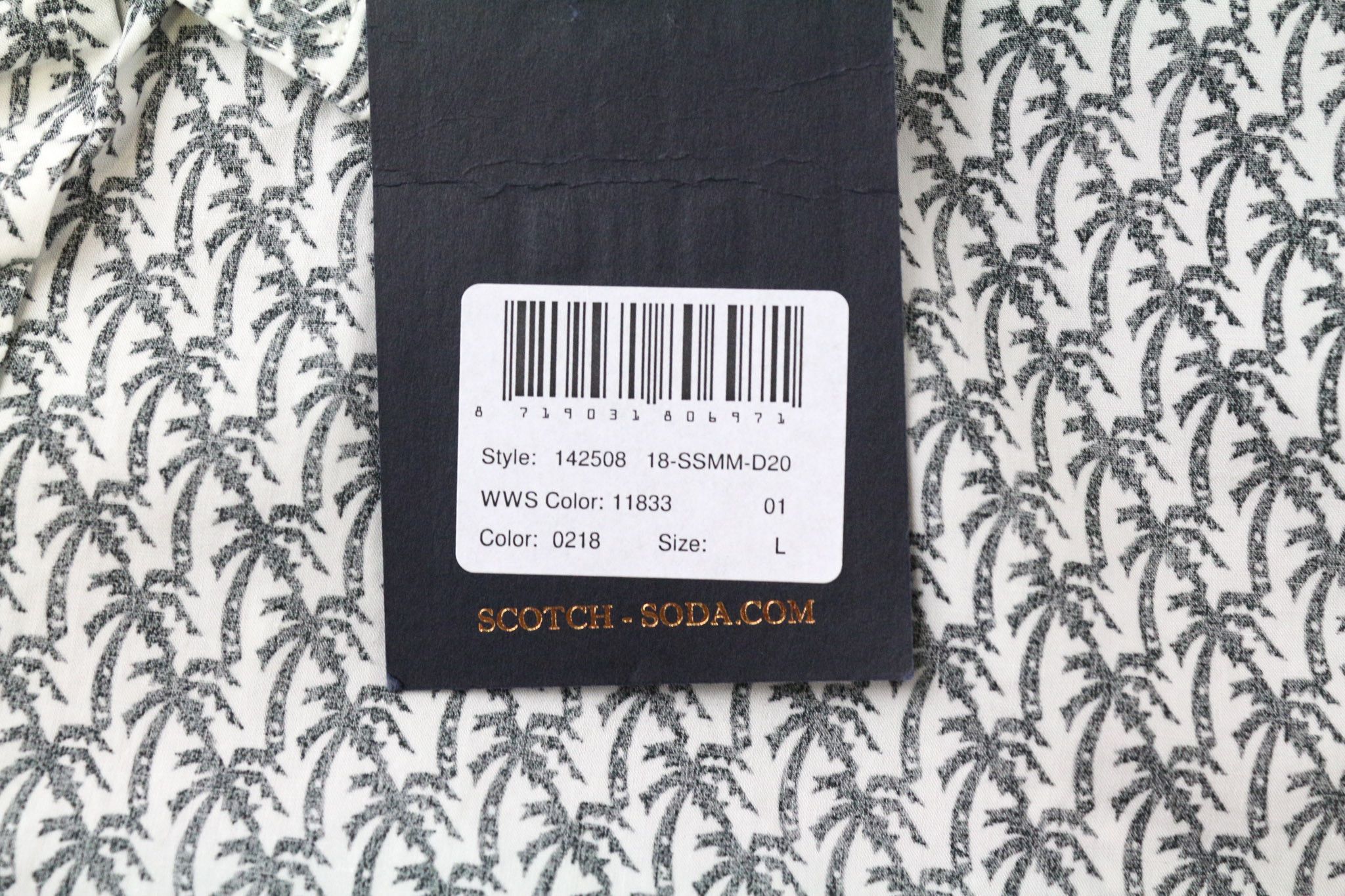 Scotch & Soda AMS COUTURE L Grey Cotton Palm Print Shirt 76186 Size US L / EU 52-54 / 3 - 5 Thumbnail