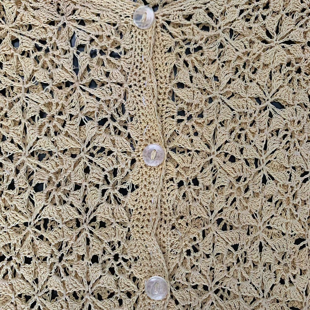 Designer Pre Owned Yellow Crocheted Blouse L Size L / US 10 / IT 46 - 4 Thumbnail