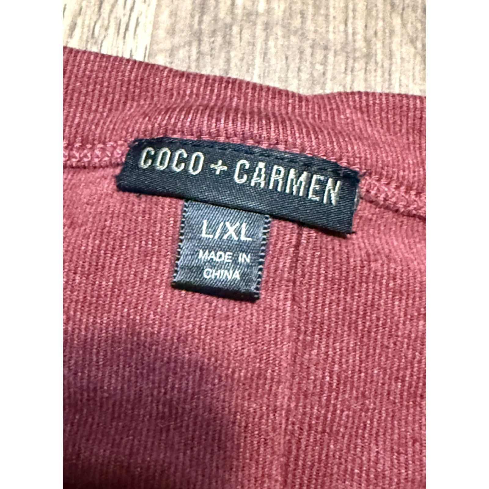 Vintage Coco + Carmen Shirt Women's Size L/XL Red Long Sleeve Crewneck Shirt, COCO, Casual, Basic, Polyester, Regular Fit, Fall Spring Summer, Women Size L / US 10 / IT 46 - 5 Thumbnail