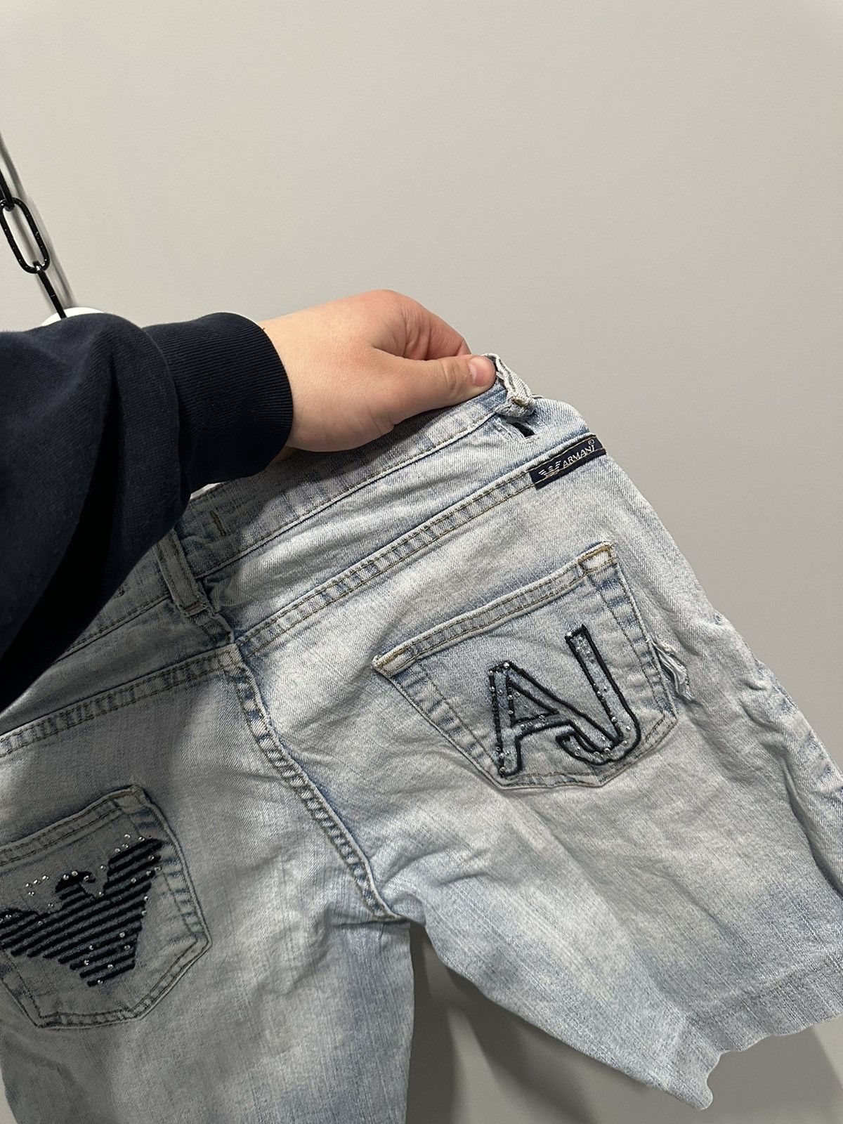 Armani Vintage Armani Big Logo Denim Shorts 2000s Style Y2K Size 26" / US 2 / IT 38 - 4 Thumbnail