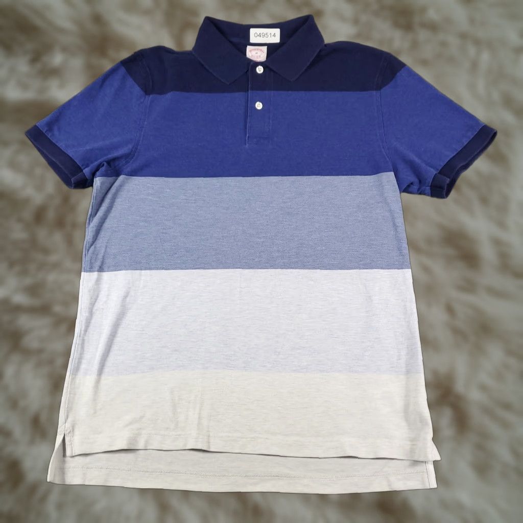 Brooks Brothers Brooks Brothers Striped Polo Shirt Mens Medium Blue Casual Short Sleeve Size US M / EU 48-50 / 2 - 1 Thumbnail
