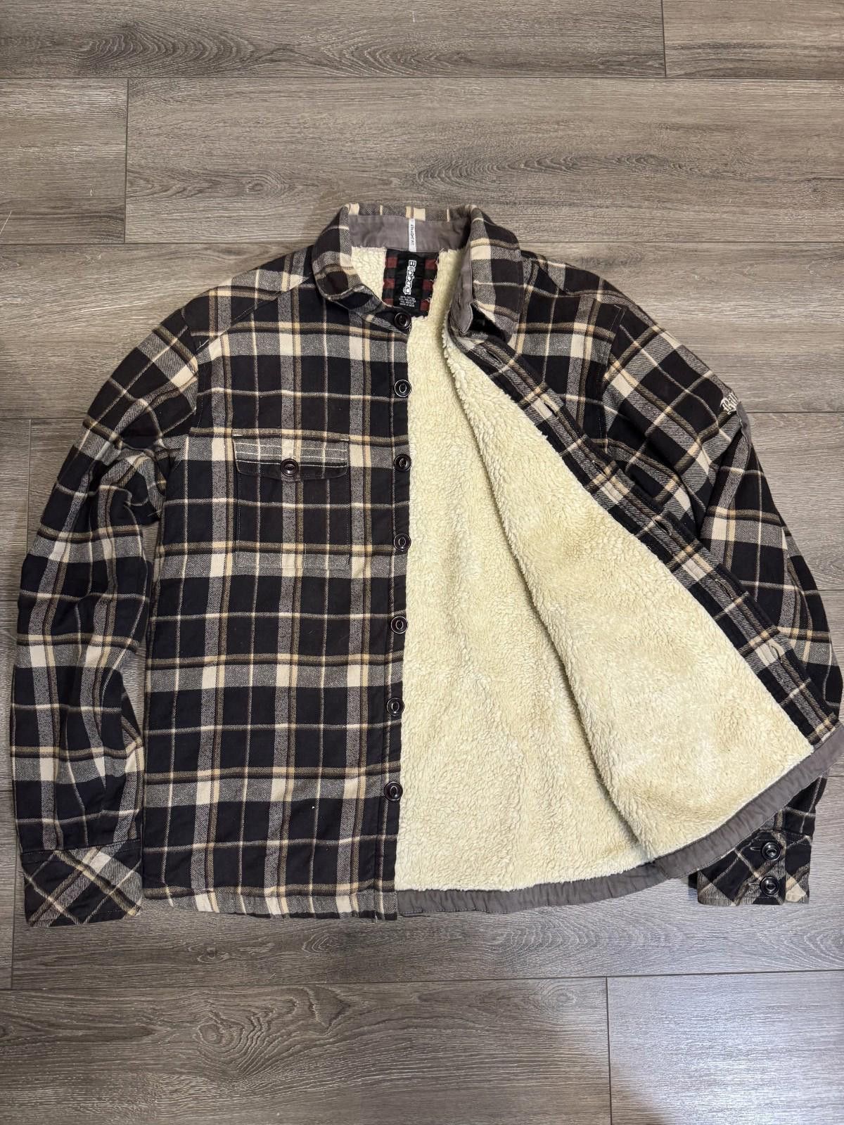 Billabong Billabong Brown & White Plaid Sherpa Lined Flannel Jacket Size US XL / EU 56 / 4 - 4 Thumbnail