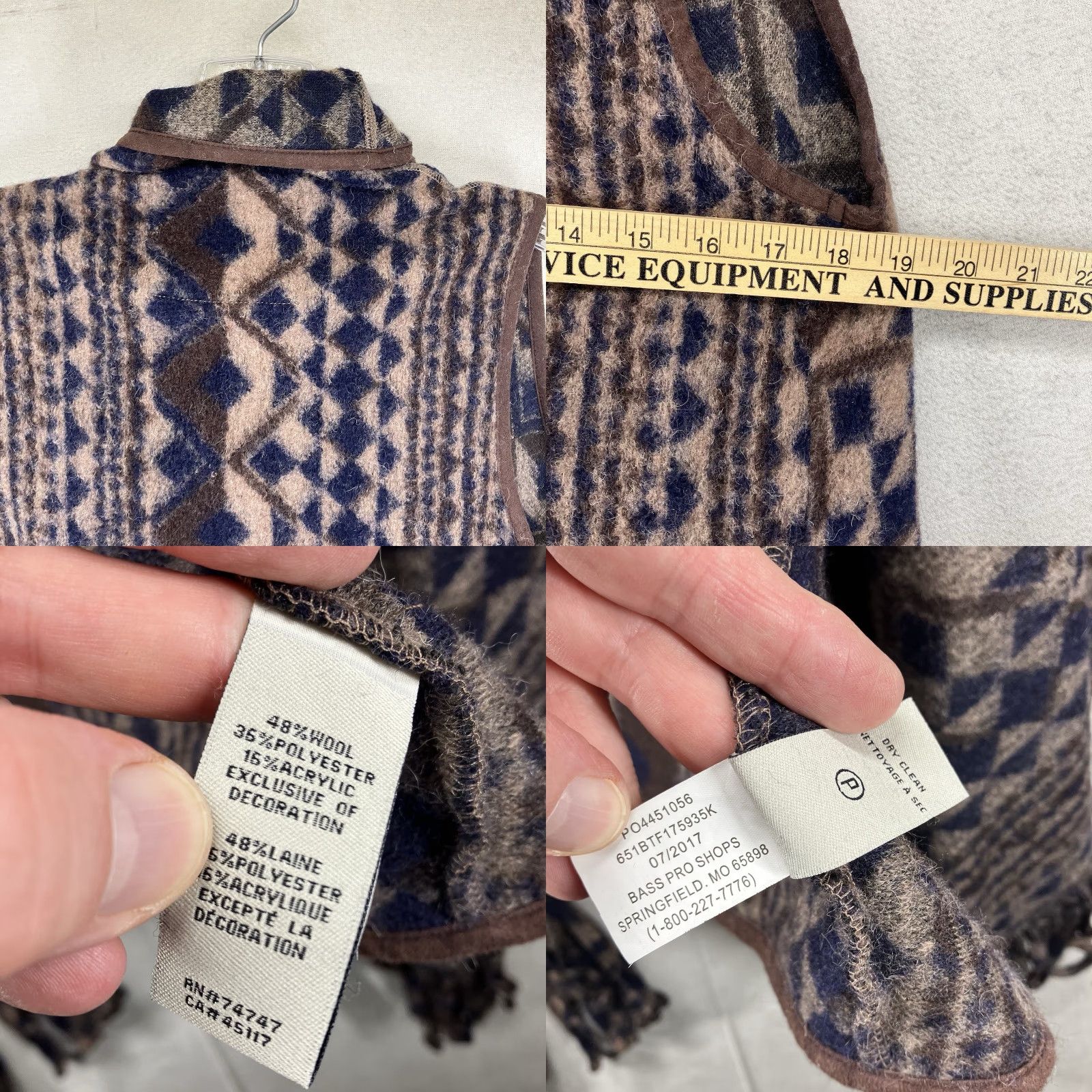 Vintage Bob Timberlake Women's Poncho Cape Shawl Wool Blend Open Front Geometric Fringe Brown Mid-Length Knit Casual 80s Western Art Bohemian Relaxed Size M Size M / US 6-8 / IT 42-44 - 8 Thumbnail