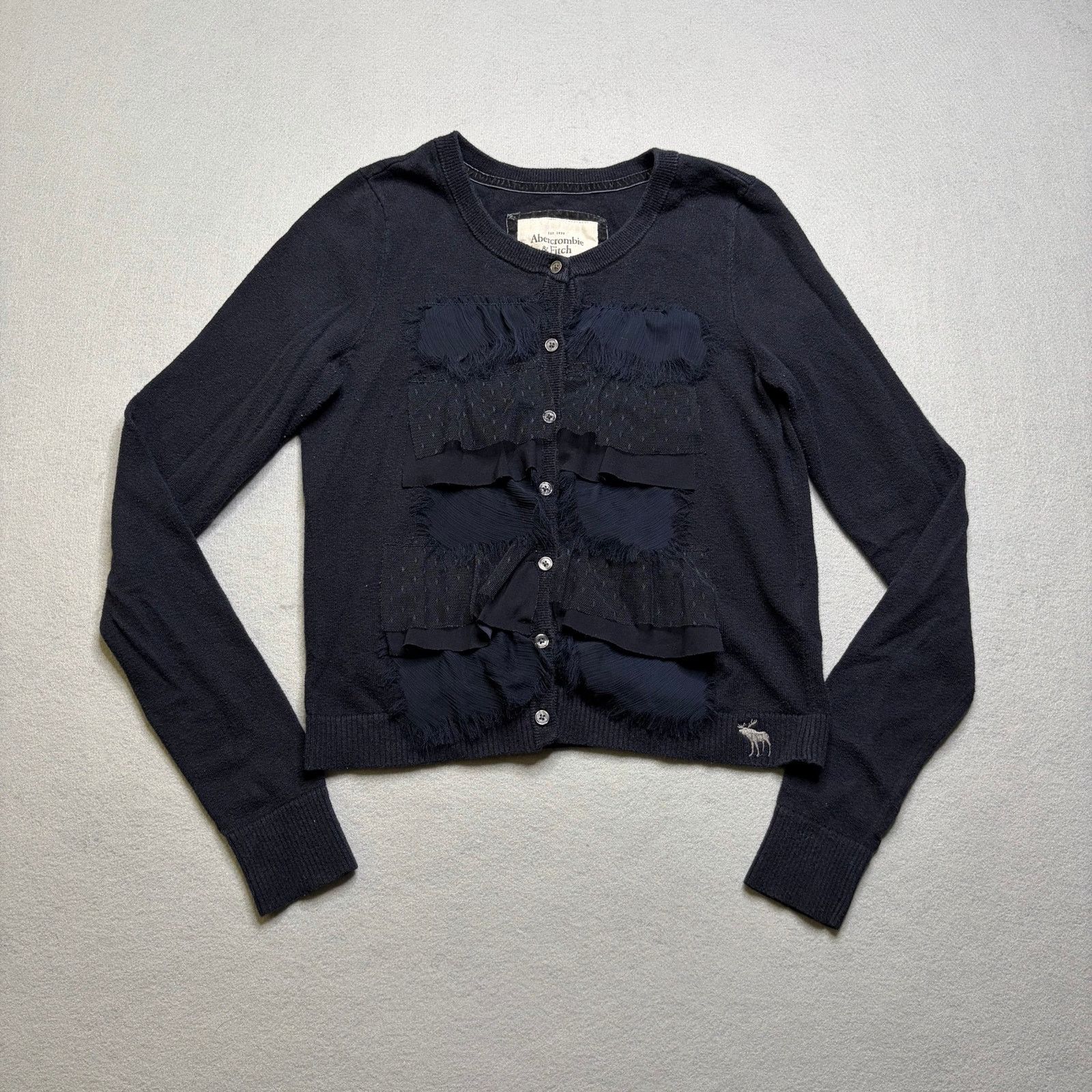 Abercrombie & Fitch Abercrombie & Fitch Cardigan Womens Blue Ruffle Y2K Vintage Size M / US 6-8 / IT 42-44 - 10 Thumbnail