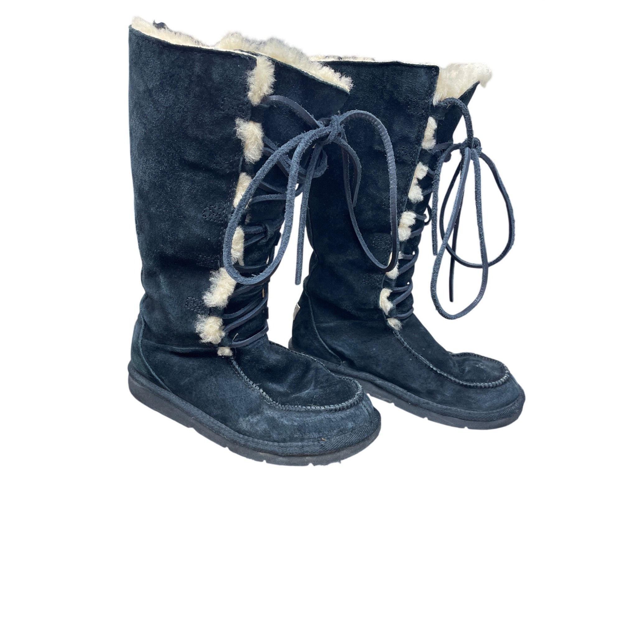 Other Ugg womans Black leather sheepskin lined Midcalf Winter Boot Size US 6 / IT 36 - 4 Thumbnail
