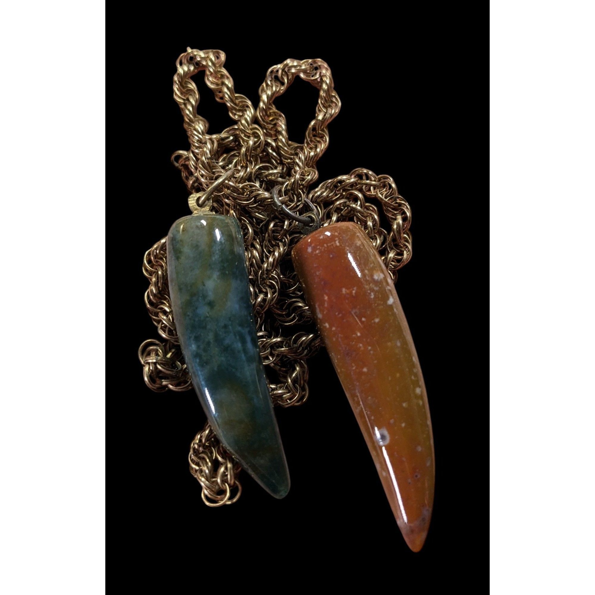 Other Vintage Dual Carved Stone Fang Pendant Necklace Size ONE SIZE - 5 Thumbnail