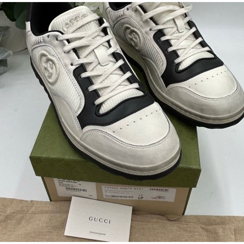 Gucci Men's Gucci Mac 80 distressed leather sneakers size 12 Size US 12.5 / EU 45-46 - 2 Thumbnail