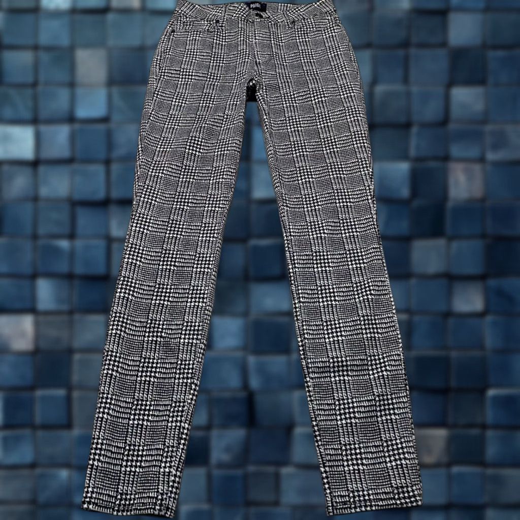 Paige Paige Pants Womens Sz 27 Black Plaid Check Ankle Mid Rise Ultra Skinny Stretch Size 27" / US 4 / IT 40 - 1 Thumbnail