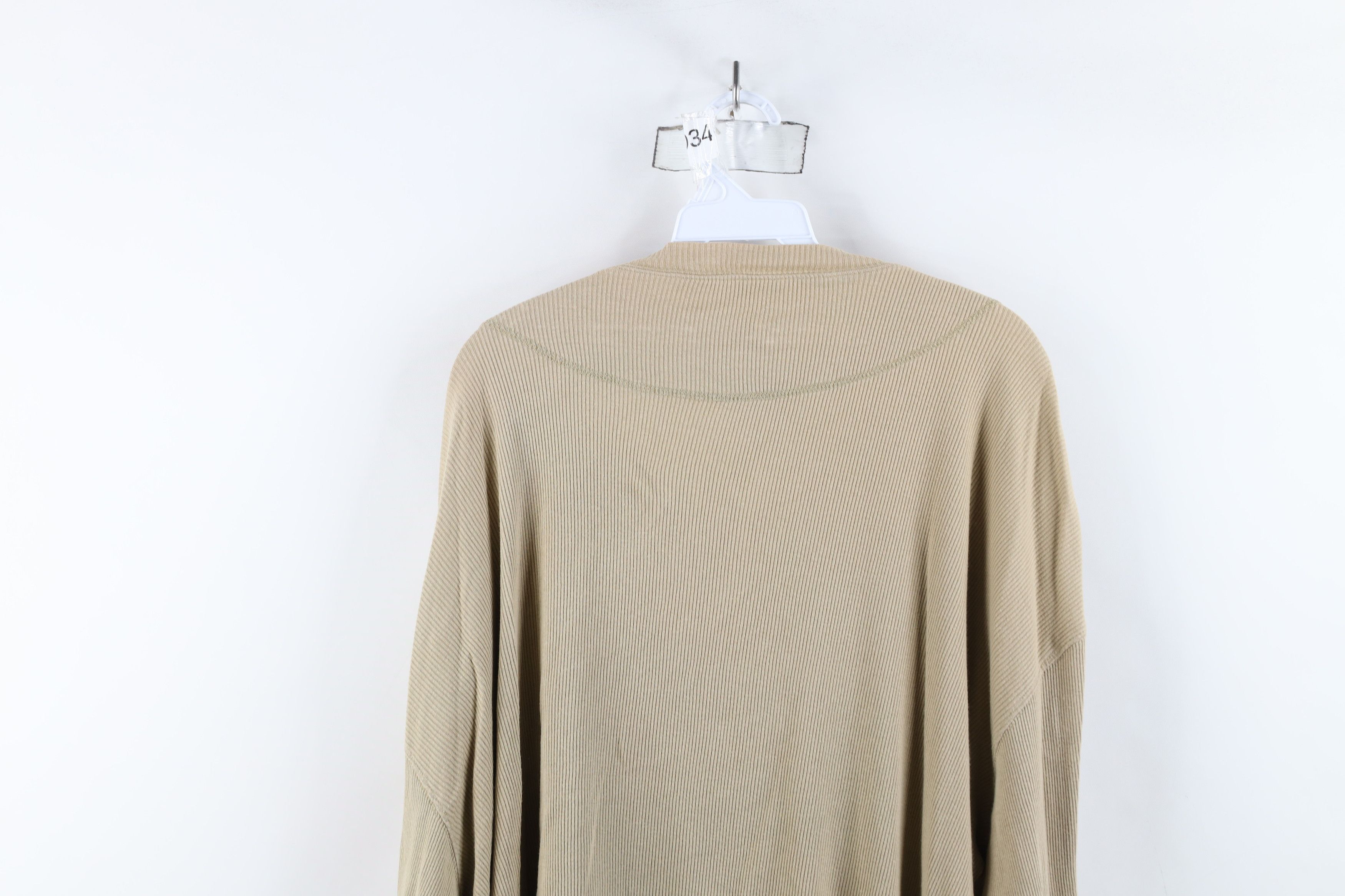 Vintage Vintage 90s Streetwear Ribbed Knit Henley T-Shirt Beige Size US XL / EU 56 / 4 - 12 Thumbnail