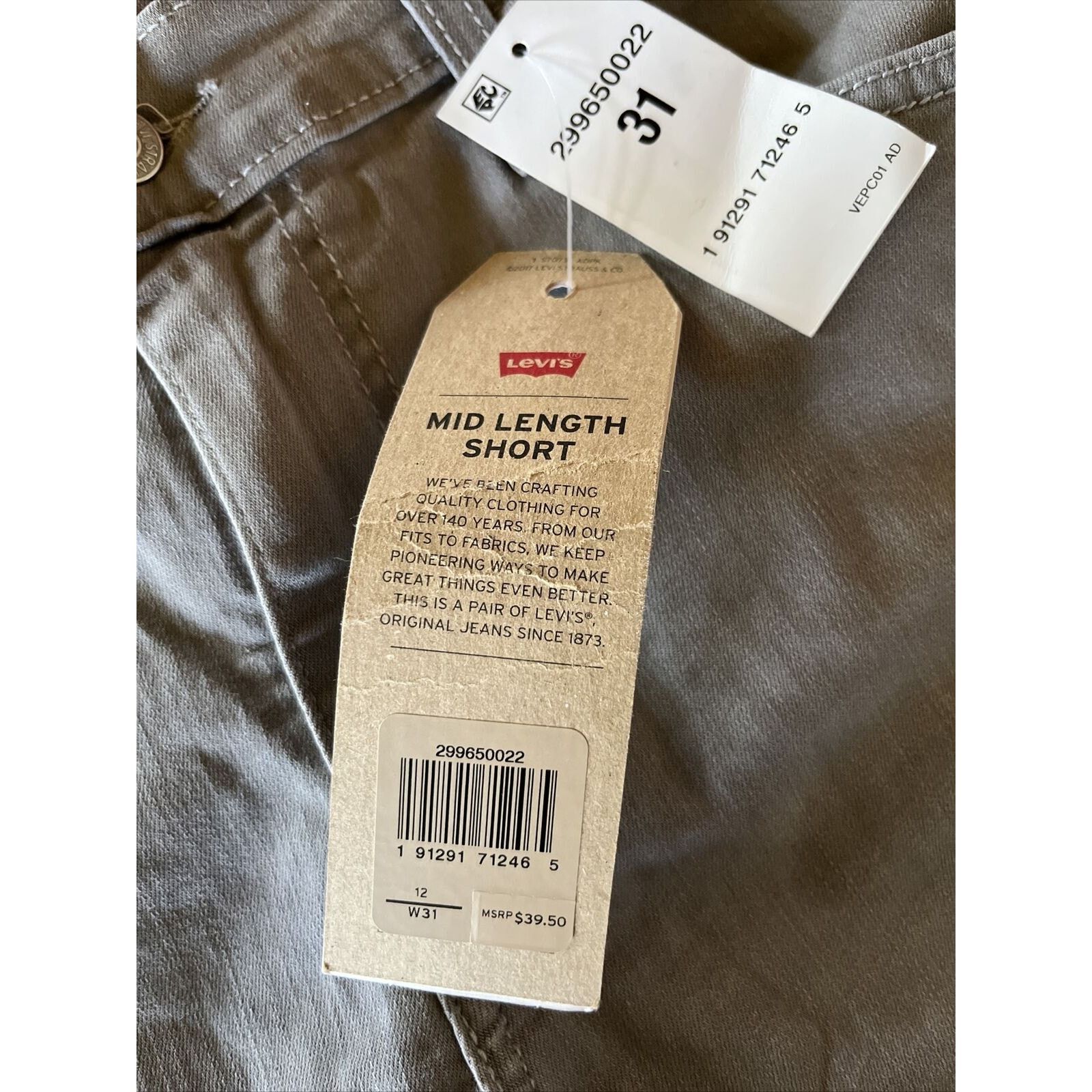 Levi's Levi's Jean Shorts Mens 31 Gray Mid Length Denim Chino NWT Size US 31 - 3 Thumbnail