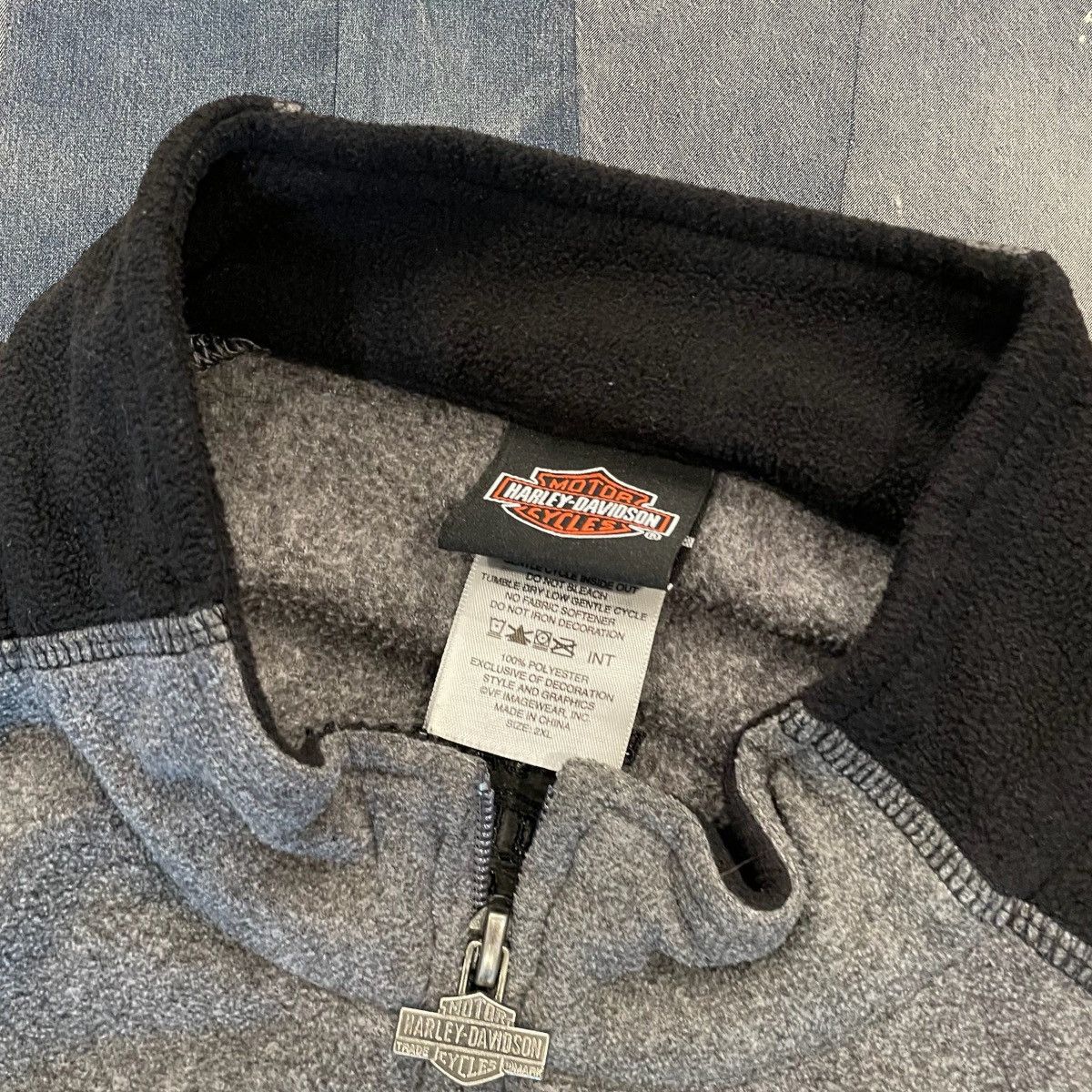 Harley Davidson × Vintage CRAZY Baggy Essential Harley Davidson Boxy Zip-Up Fleece Size US XXL / EU 58 / 5 - 5 Thumbnail