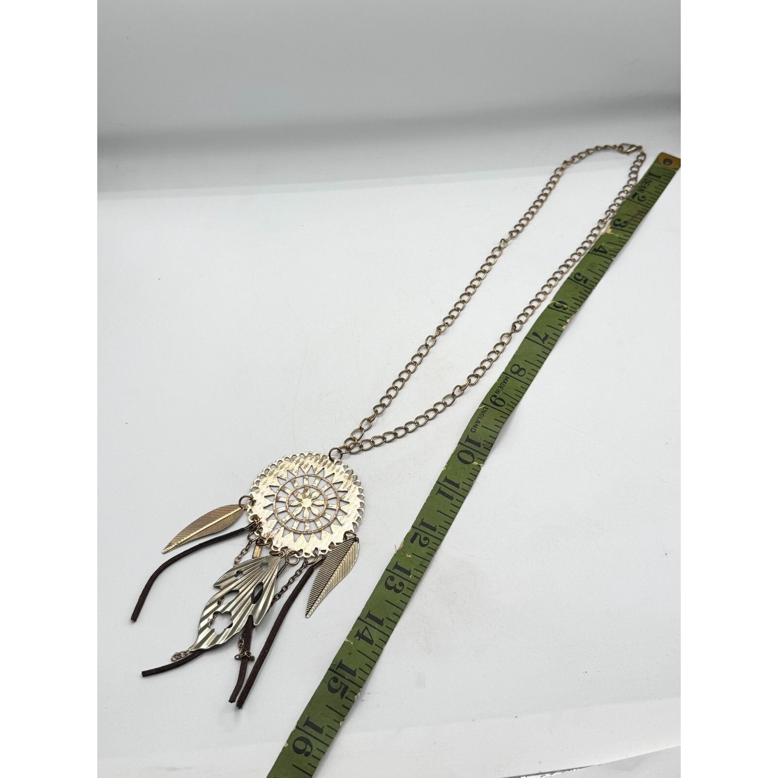 Vintage Dreamcatcher Filigree Feather Charm Necklace Size ONE SIZE - 6 Thumbnail