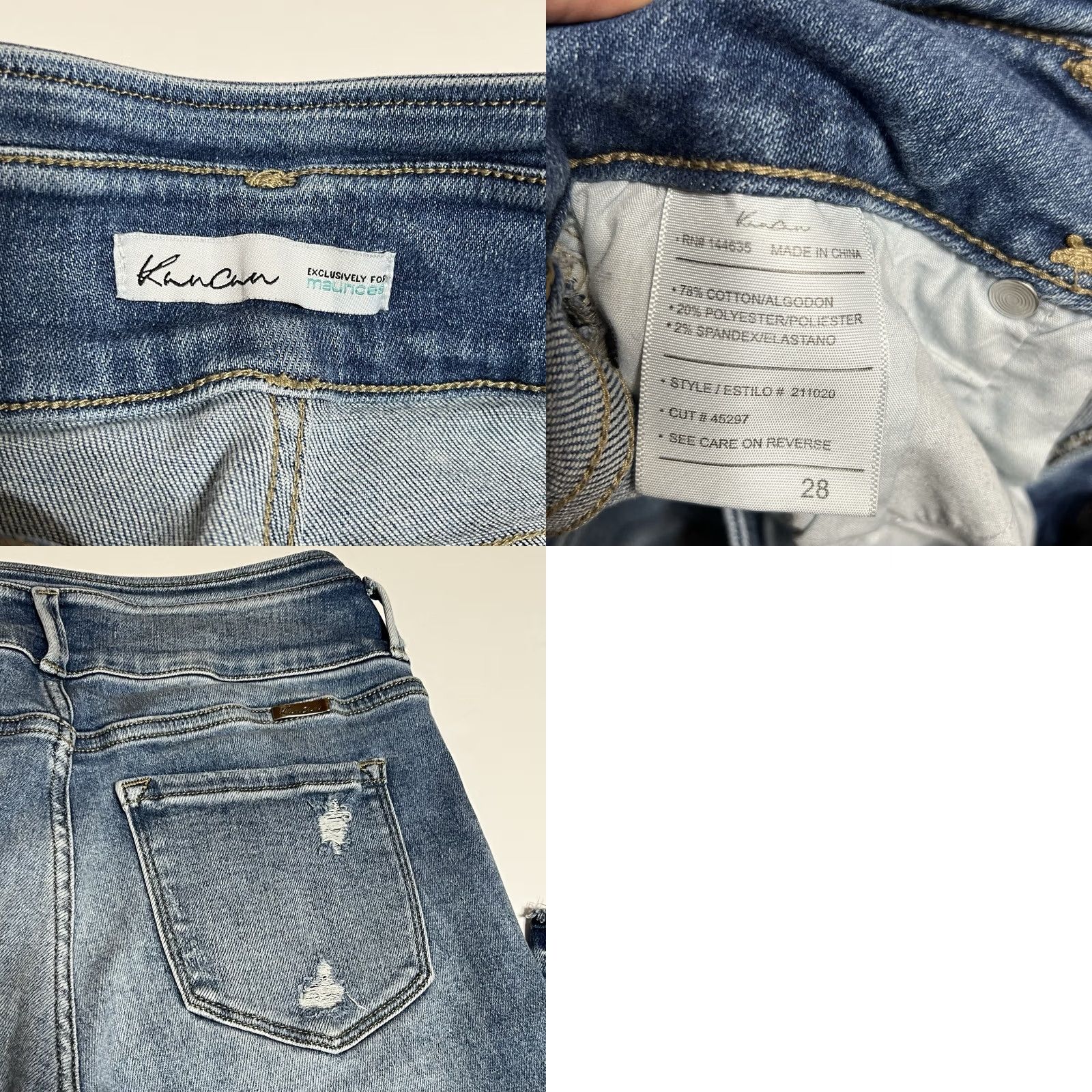 Vintage KanCan Jeans Womens 28x30 Blue High Rise Double Button Released Hem Flare Distressed Stretch 5-Pocket Denim Jeans Womens Regular Bohemian 90s Clothing Size 28" / US 6 / IT 42 - 8 Thumbnail
