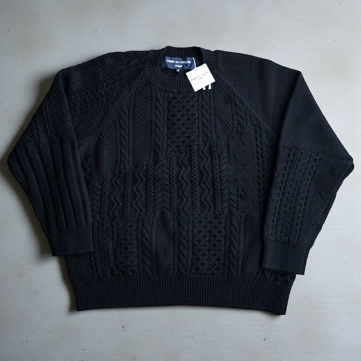 Comme des Garcons Homme 24AW COMME des GARCONS HOMME Aran Cable Knit Sweater Black S Size US S / EU 44-46 / 1 - 1 Thumbnail