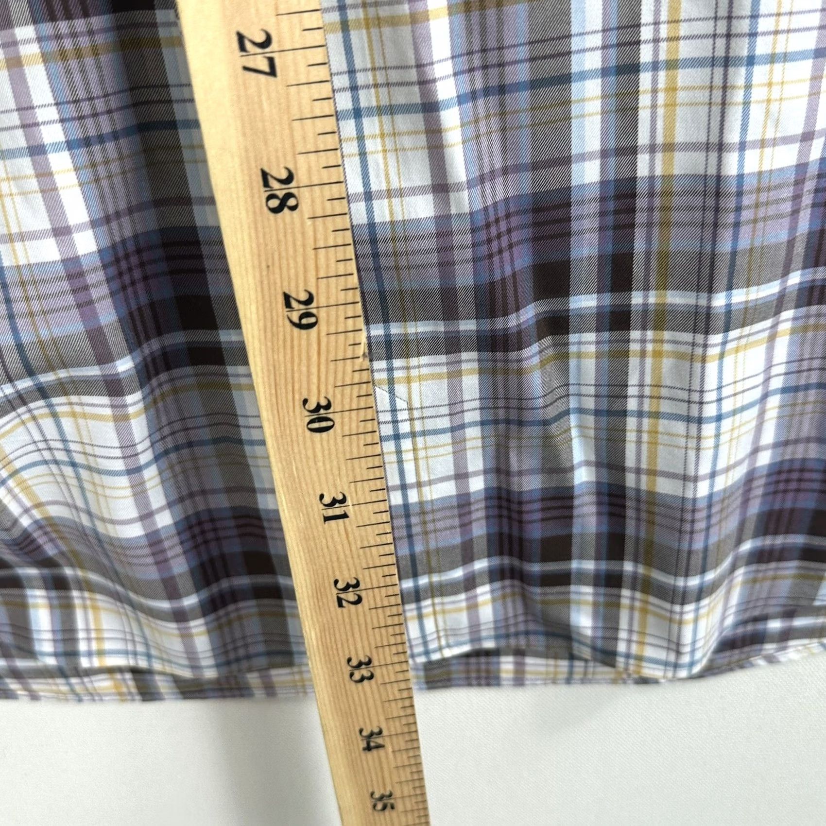 David Donahue David Donahue Dress Shirt Mens XL Purple Plaid Button Up Long Sleeve Shirt Size 46R - 7 Thumbnail