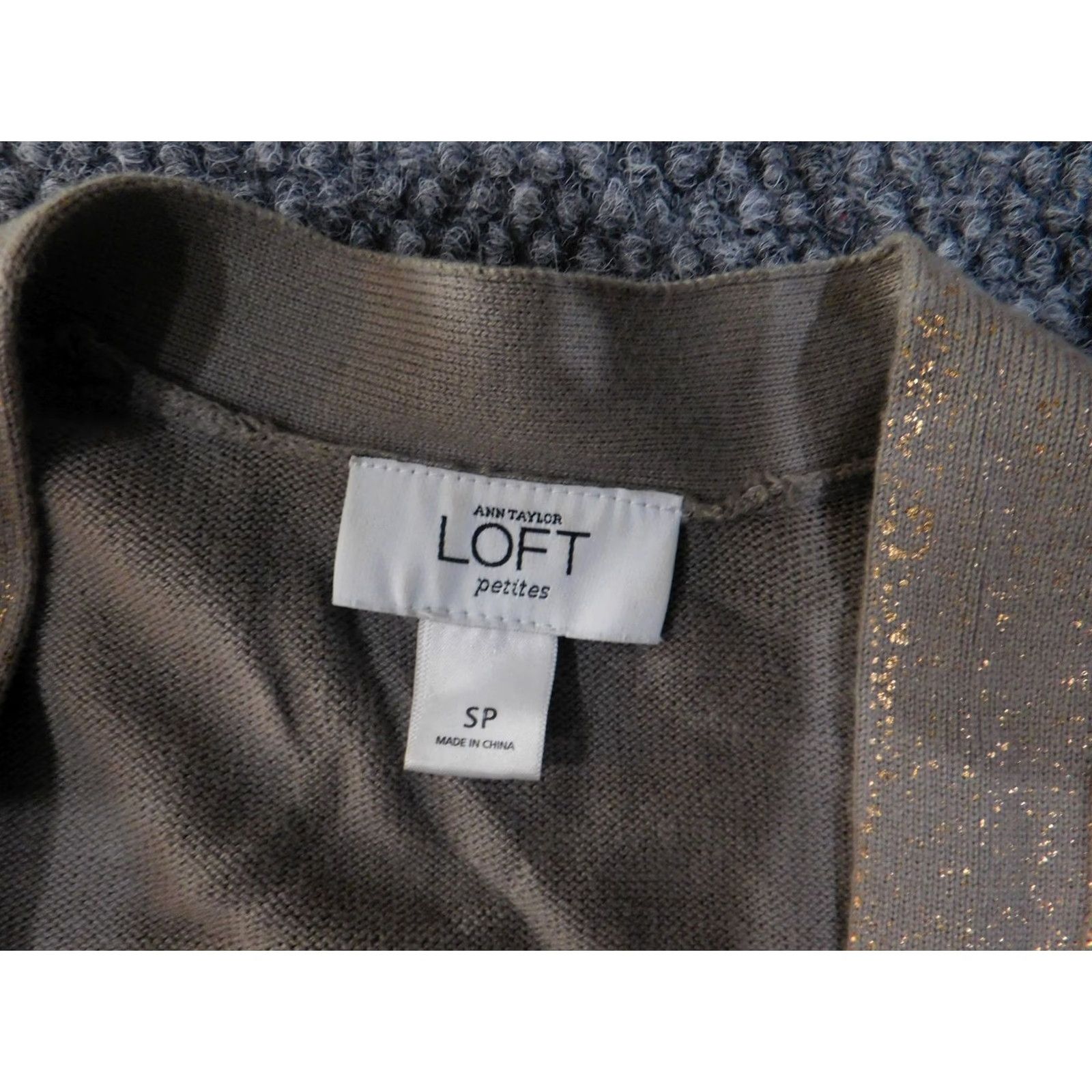 Ann Taylor Ann Taylor LOFT Cardigan Sweater Womens Small Petite Brown Gold Metallic Pockets Knit V-Neck Lightweight Shimmer Size S / US 4 / IT 40 - 7 Thumbnail