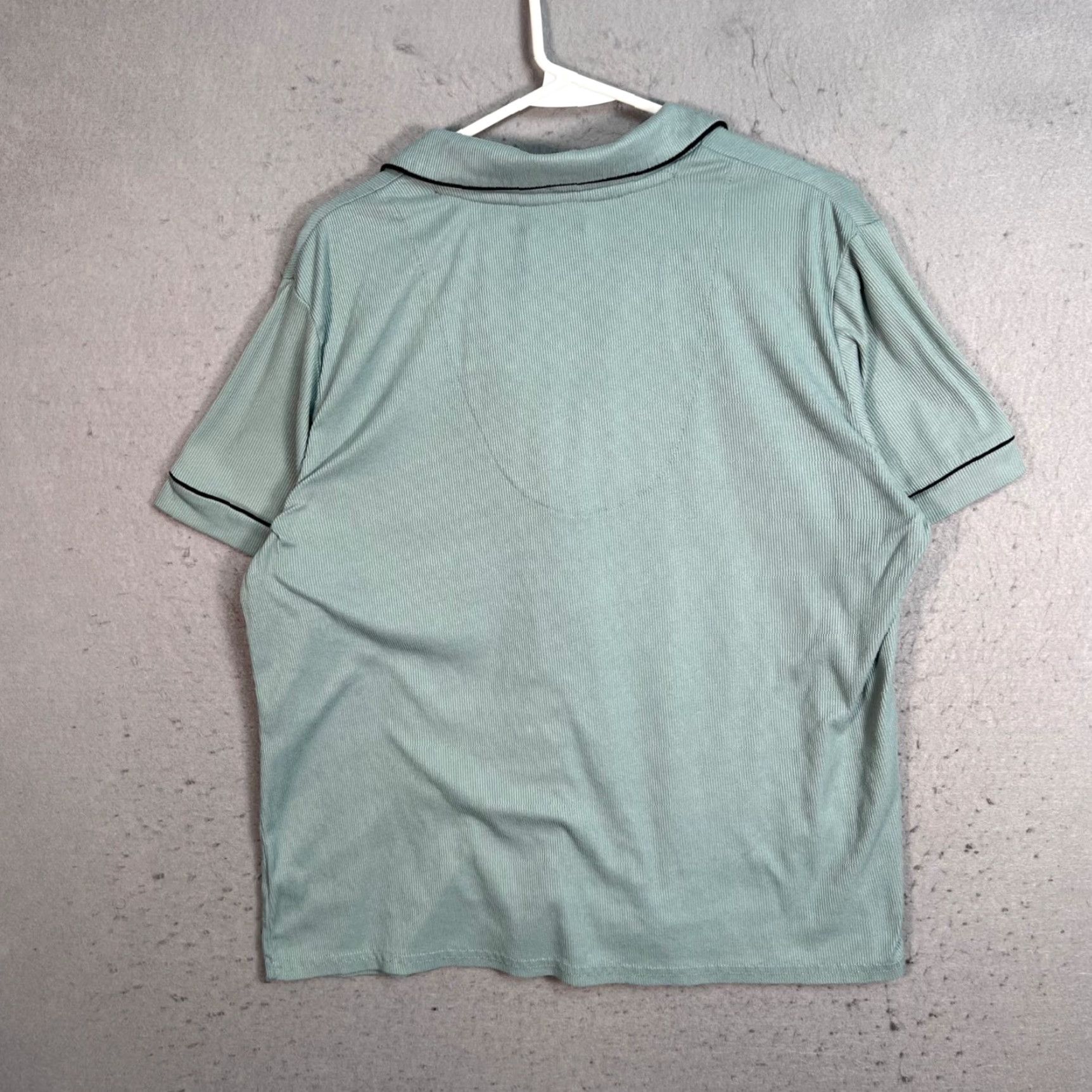 Nicole Miller Nicole Miller New York Womens Pajama Top Short Sleeve Piping Button Collared Green Ribbed Large L Adult Womens Size L / US 10 / IT 46 - 2 Thumbnail