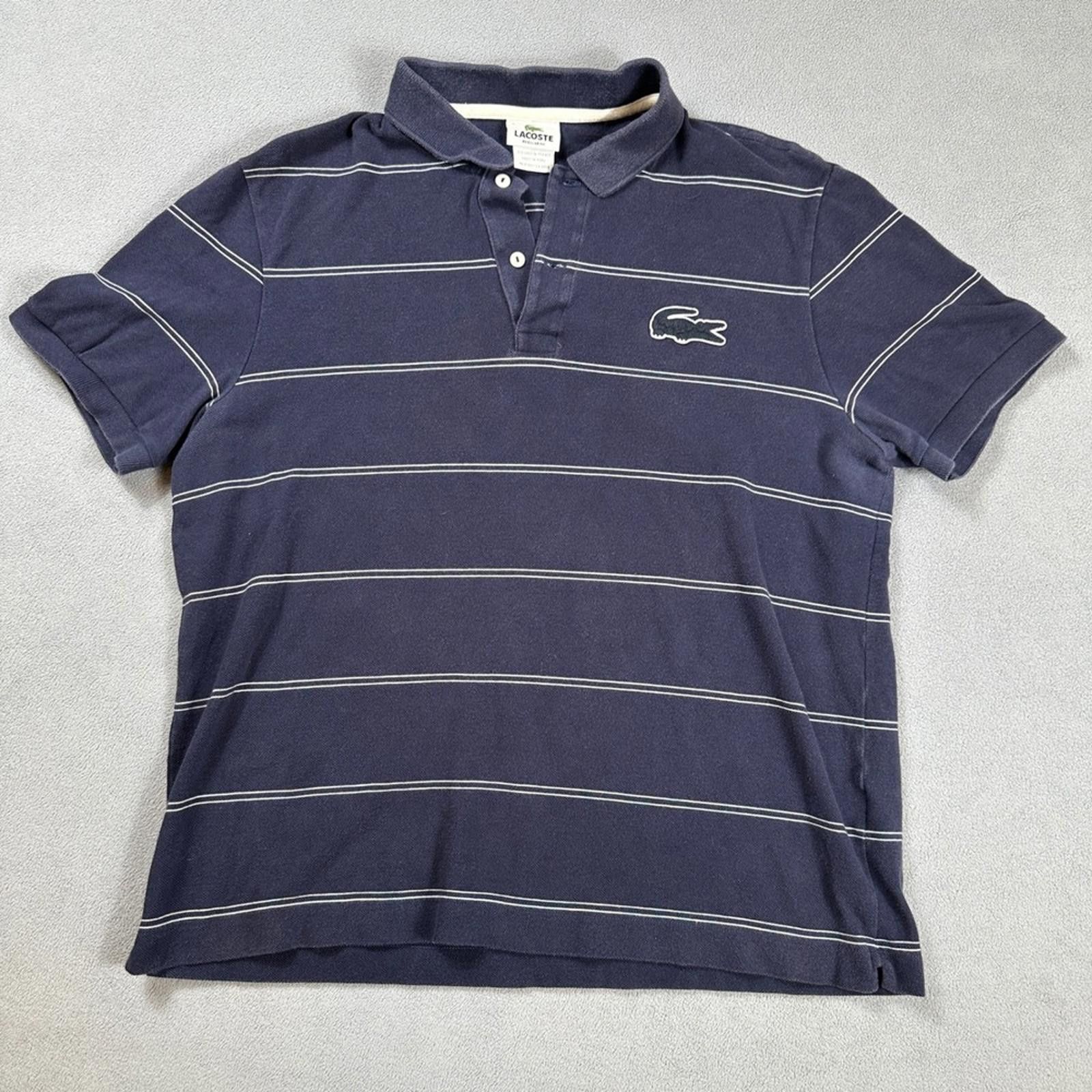 Lacoste Lacoste Polo Shirt Mens Navy Blue White Regular Fit 6 XL Size US XL / EU 56 / 4 - 1 Thumbnail