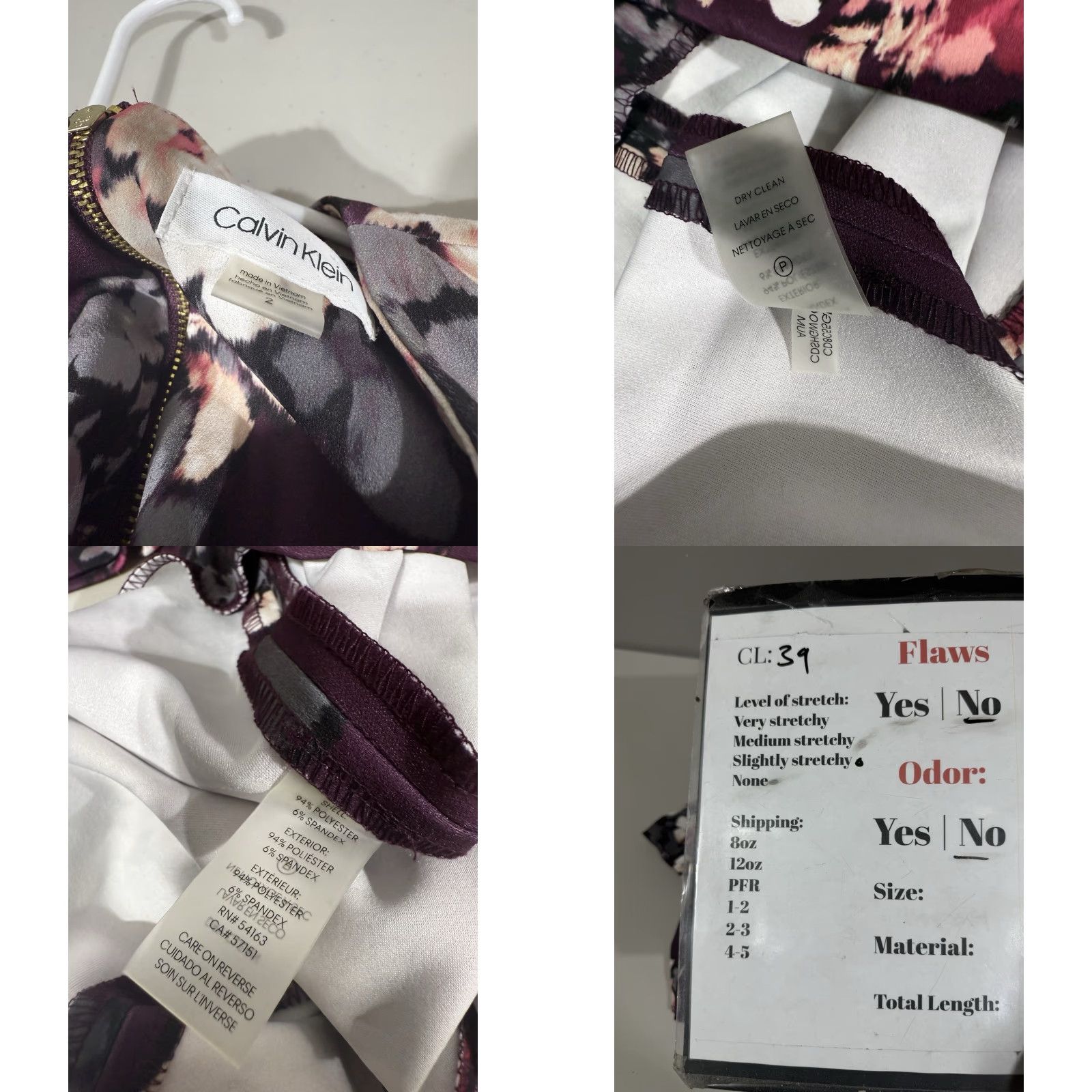 Calvin Klein Calvin Klein Dress Sheath Floral Water Color Print Purple Pink XS? 2? Not sure. Size XS / US 0-2 / IT 36-38 - 8 Thumbnail