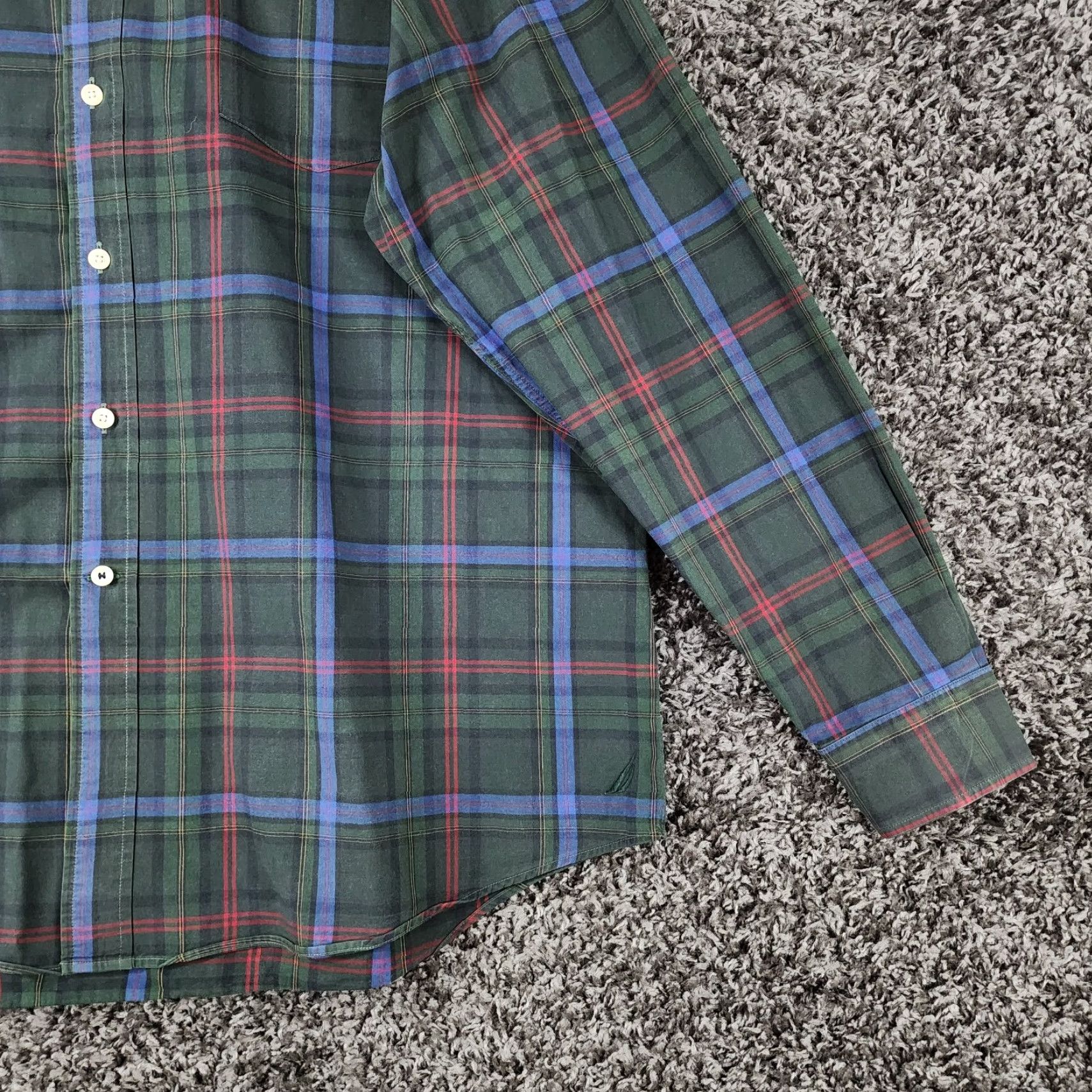 Nautica NAUTICA Mens Green Plaid Button-Up Shirt Long Sleeve 2XL Size US XXL / EU 58 / 5 - 2 Thumbnail
