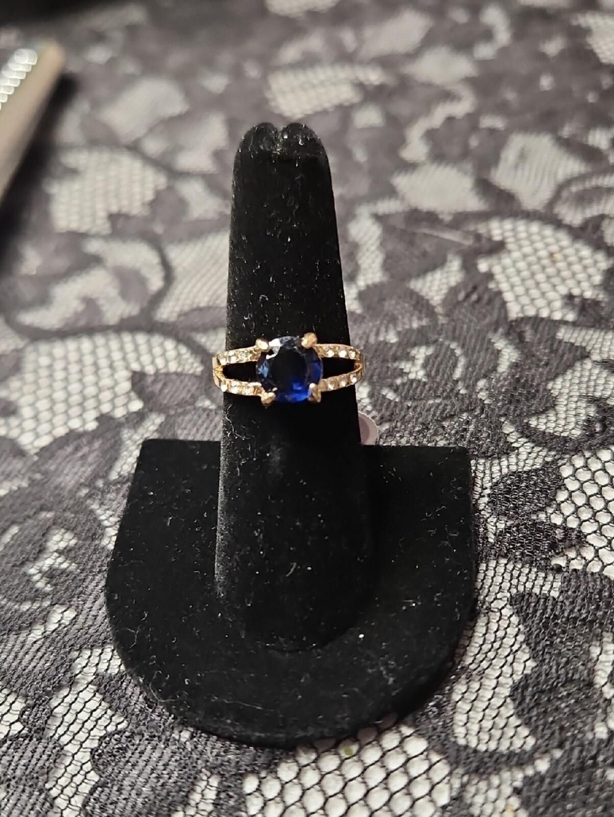 Other Gold Ring with Deep Blue Center Stone Size ONE SIZE - 1 Thumbnail