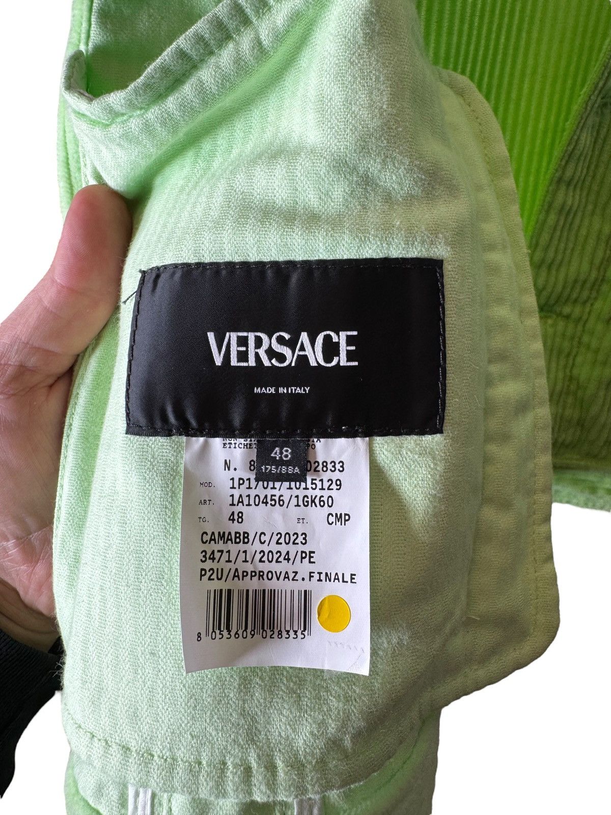 Versace Versace lime green corduroy jacket with Medusa buttons Size US M / EU 48-50 / 2 - 9 Thumbnail