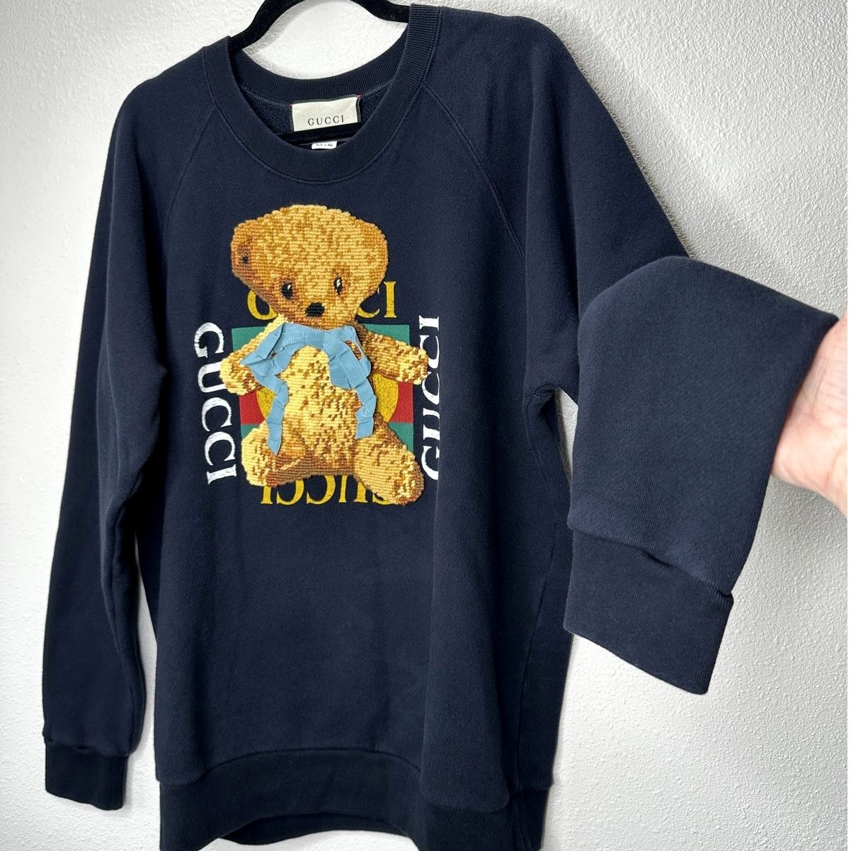 Gucci Gucci Navy Black Tan 3D Teddy Bear Bow Sweater Sweatshirt L Size L / US 10 / IT 46 - 1 Thumbnail