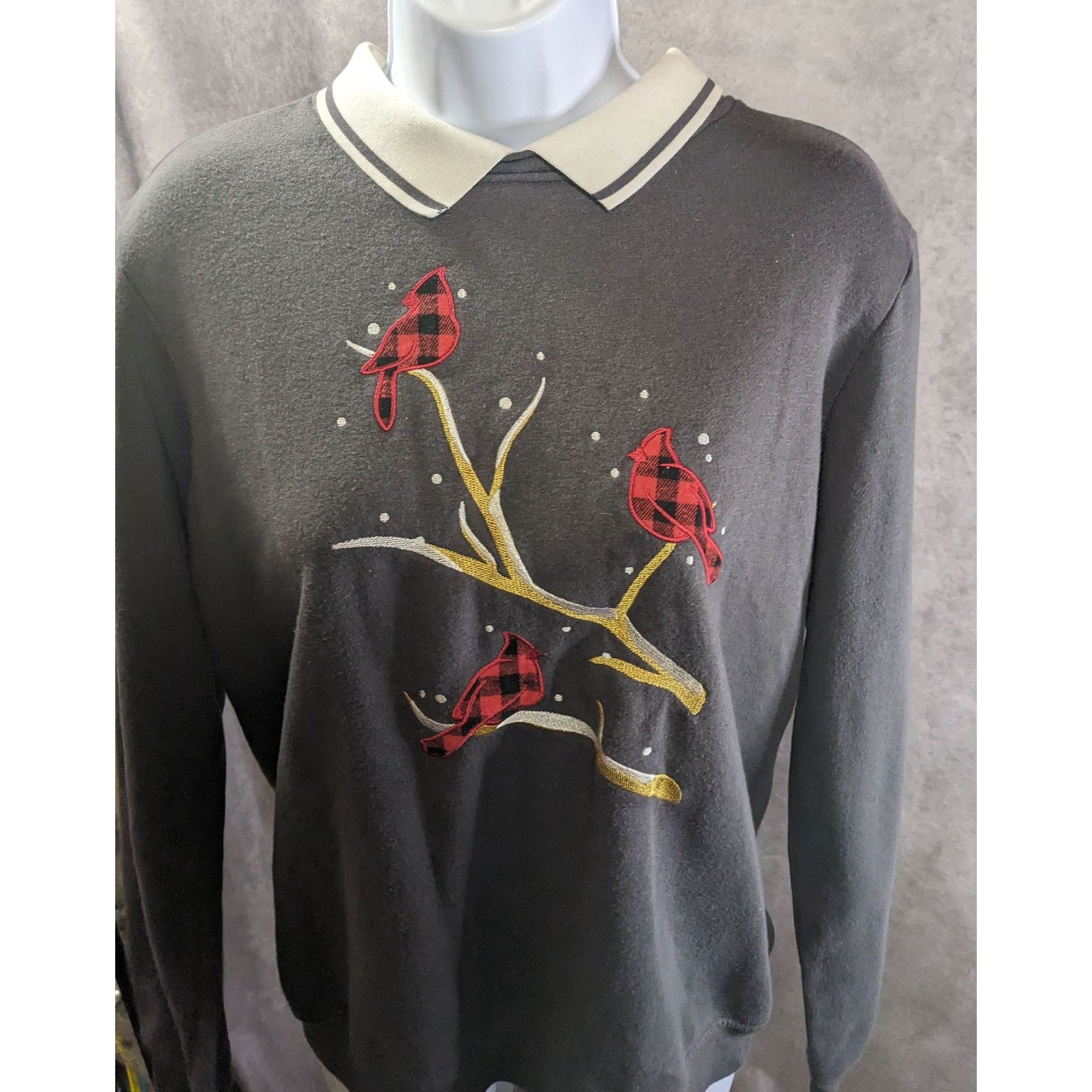 Other Adrian Delafield Vintage Embroidered Cardinal Sweatshirt Wit Size M / US 6-8 / IT 42-44 - 6 Thumbnail
