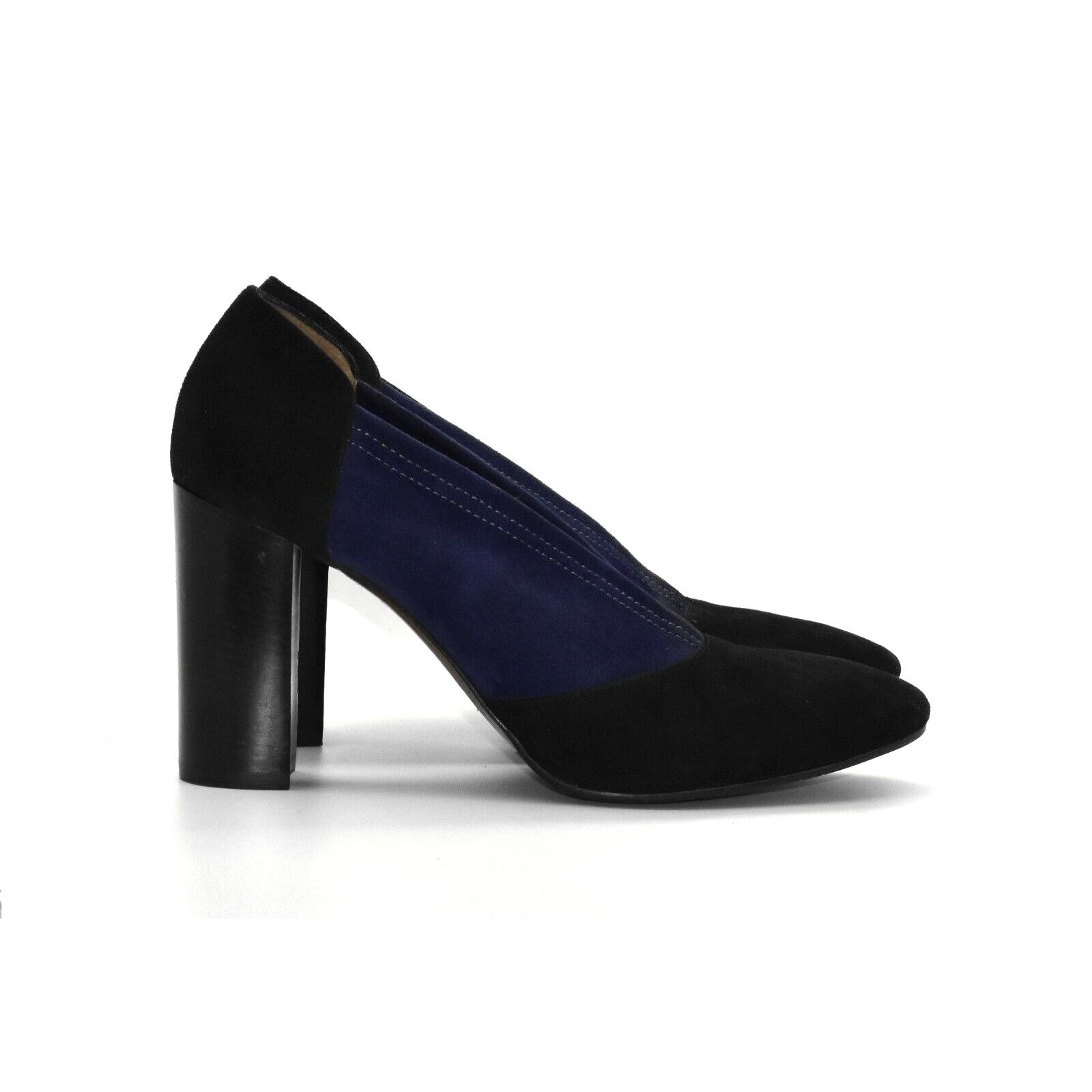 Aquatalia AQUATALIA Black Blue Colorblock Suede Block Heel Shoes Sz 10 Size US 10 / IT 40 - 2 Thumbnail