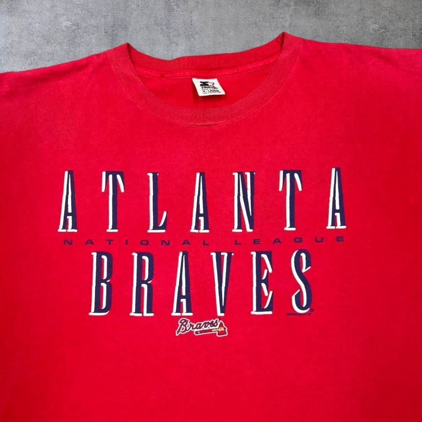 Starter VINTAGE Starter MLB Atlanta Braves T-Shirt Graphic Spellout Red XL Mens Size US XL / EU 56 / 4 - 3 Thumbnail