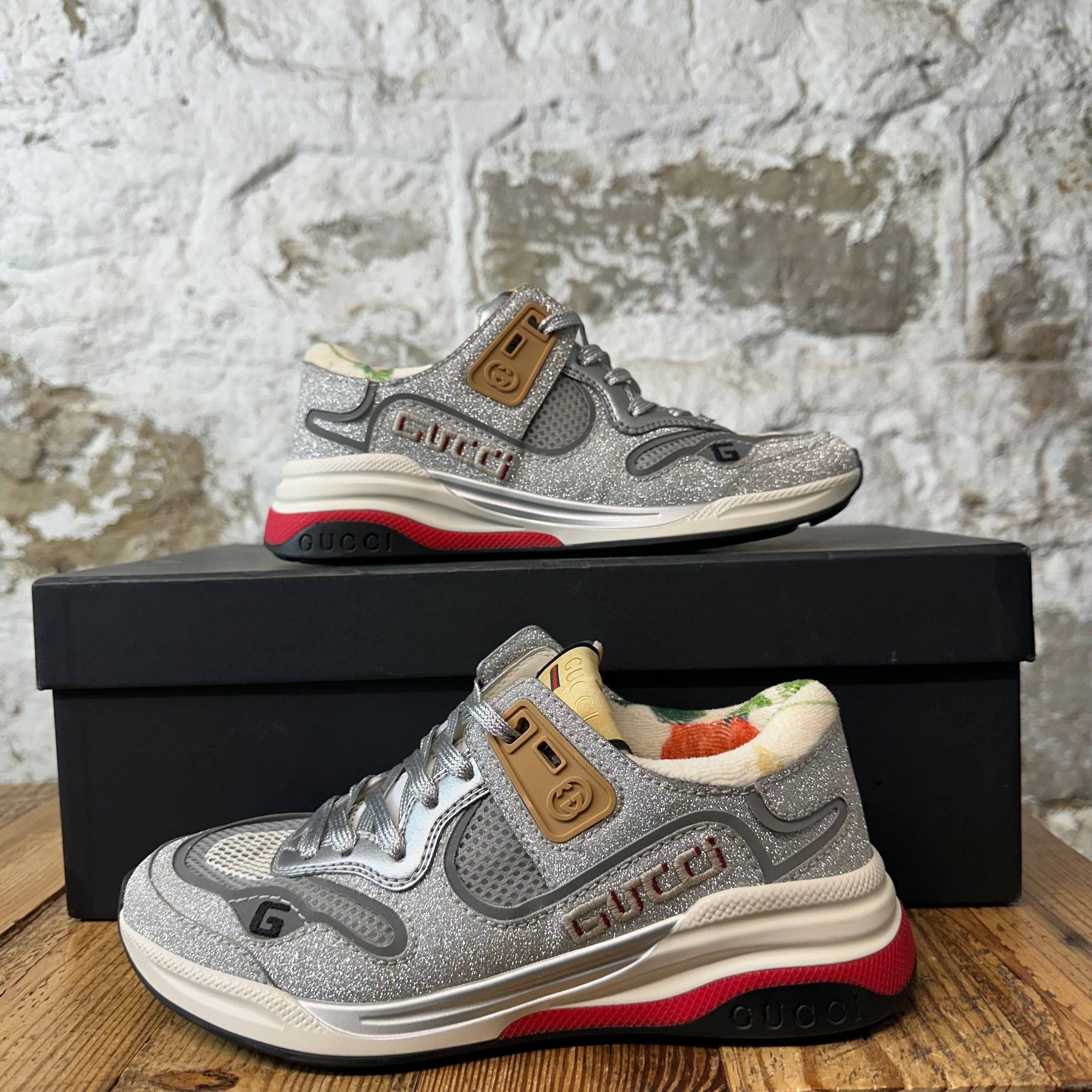Gucci Gucci Ultrapace Silver Glitter Sneaker Sz 4 (35) Size US 5 / EU 37 - 1 Thumbnail