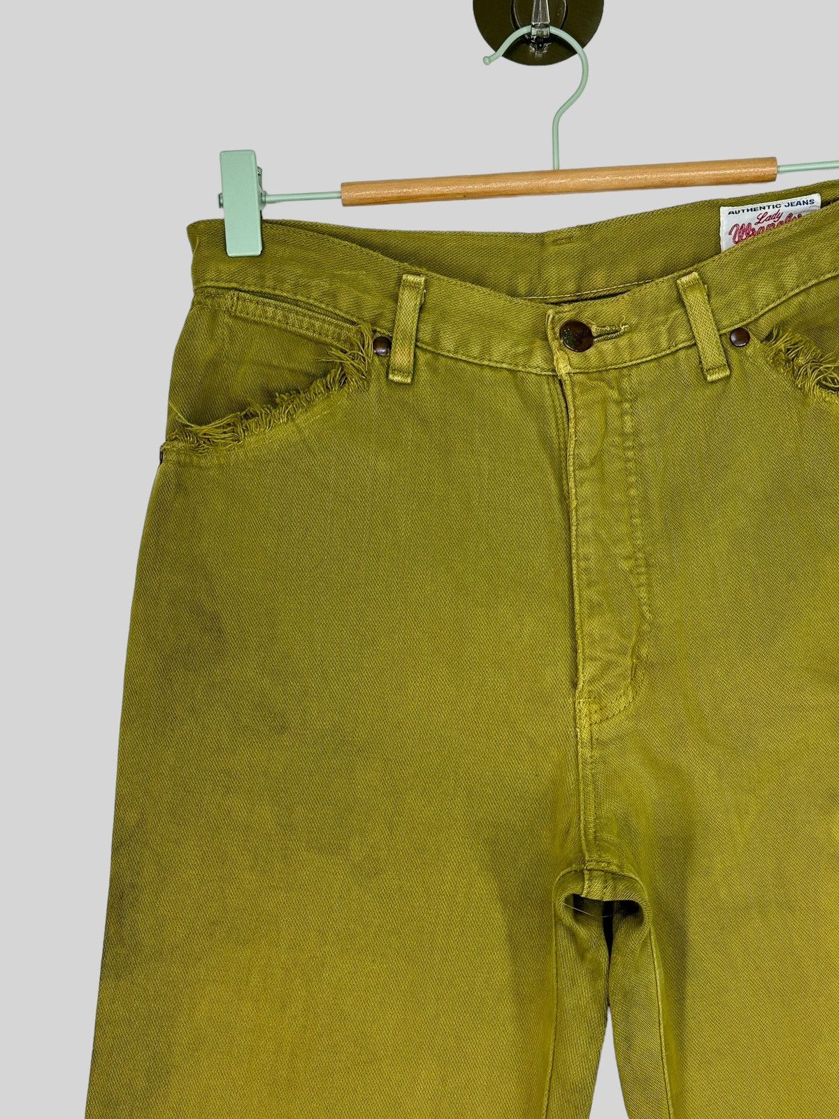 Japanese Brand FLARE BLUE BELL LADY WRANGLER GREEN BOOY CUT JEANS Size US 28 / EU 44 - 4 Thumbnail