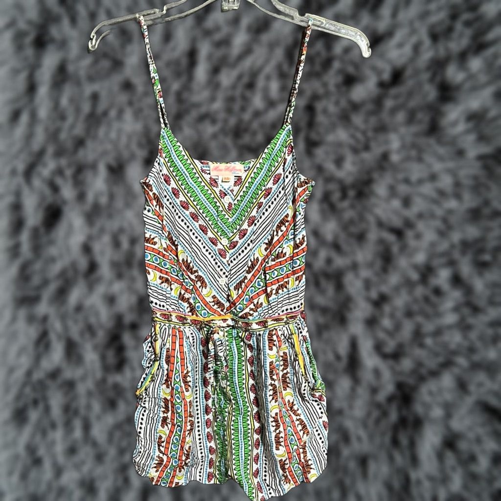 Mara Hoffman Mara Hoffman Romper Swim Cover Up XS Boho Chic Tribal Festival Resort Indie Y2K V-Neck Button Front Drawstring Wide-Leg Size 26" / US 2 / IT 38 - 1 Thumbnail