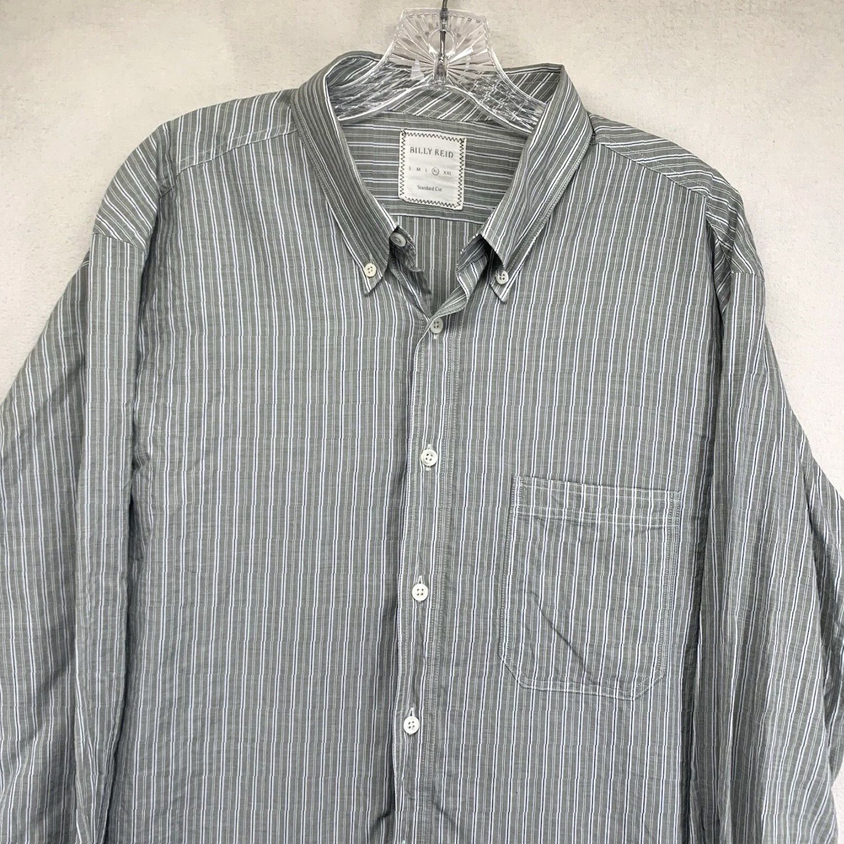 Billy Reid BILLY REID Sage Green Striped Button-Up Shirt XL Mens Lightweight Cotton Casual Classic Size US XL / EU 56 / 4 - 5 Thumbnail