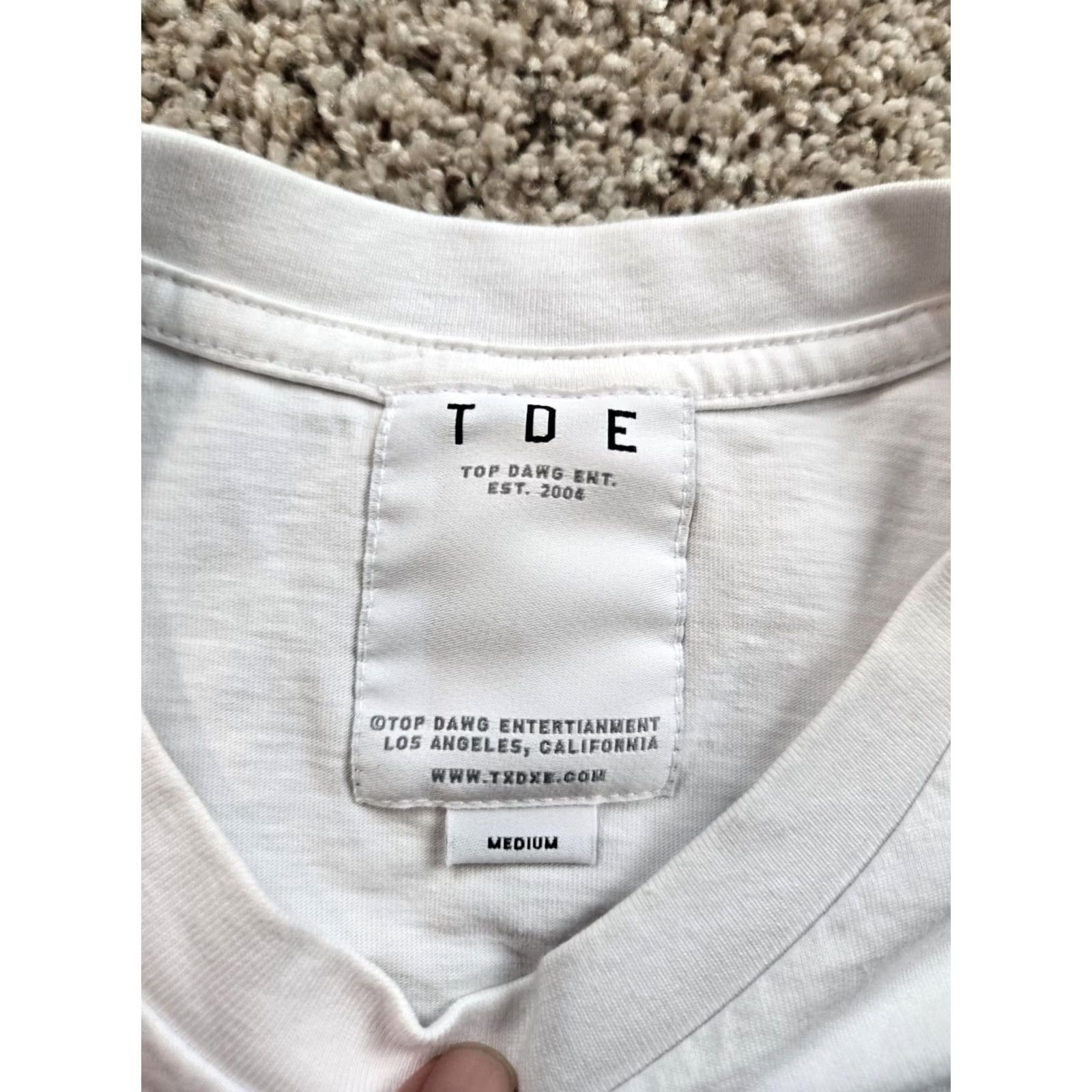 Vintage TDE Shirt Medium Mens White Don’t Worry Crew Neck Short Sleeve Logo Hip Hop Music T-Shirt Size US M / EU 48-50 / 2 - 5 Thumbnail