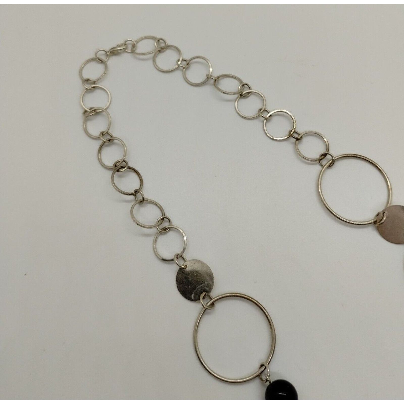 Vintage Silver Tone - Black Beaded Long Necklace Size ONE SIZE - 4 Thumbnail