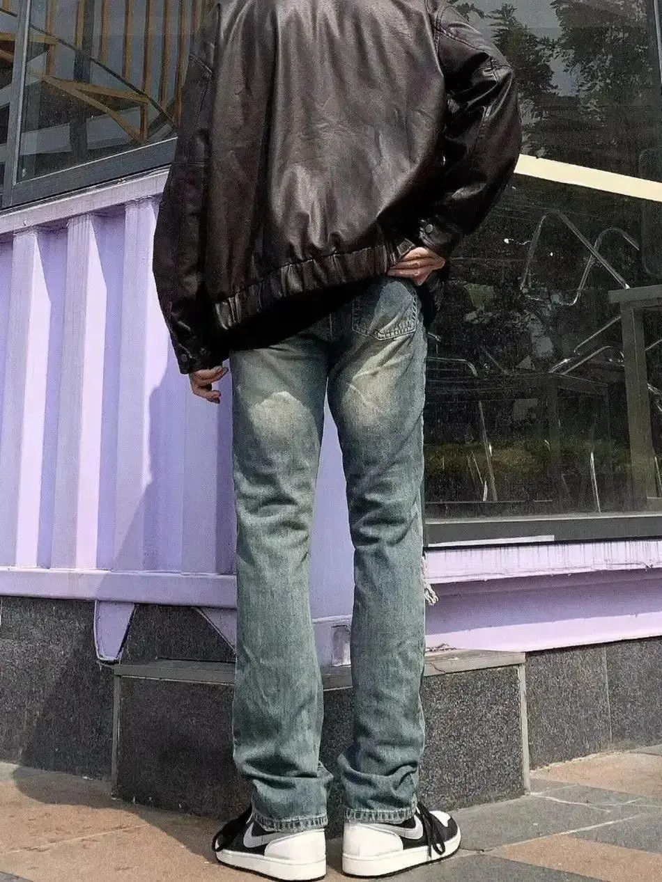 Japanese Brand Straight washed pile up distressed jeans Size US 30 / EU 46 - 4 Thumbnail