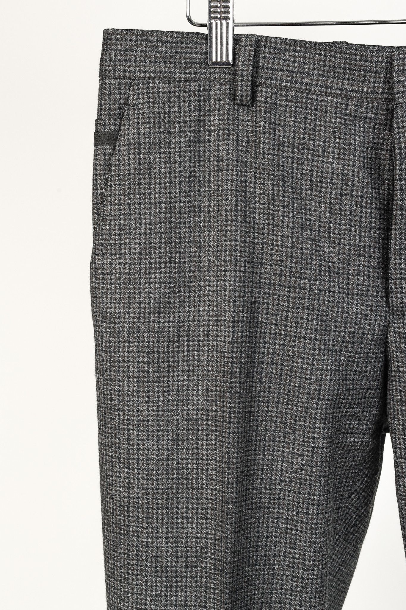 Prada Prada Grey-Check Virgin Wool-Suiting Cuffed Trousers Size US 34 / EU 50 - 5 Thumbnail