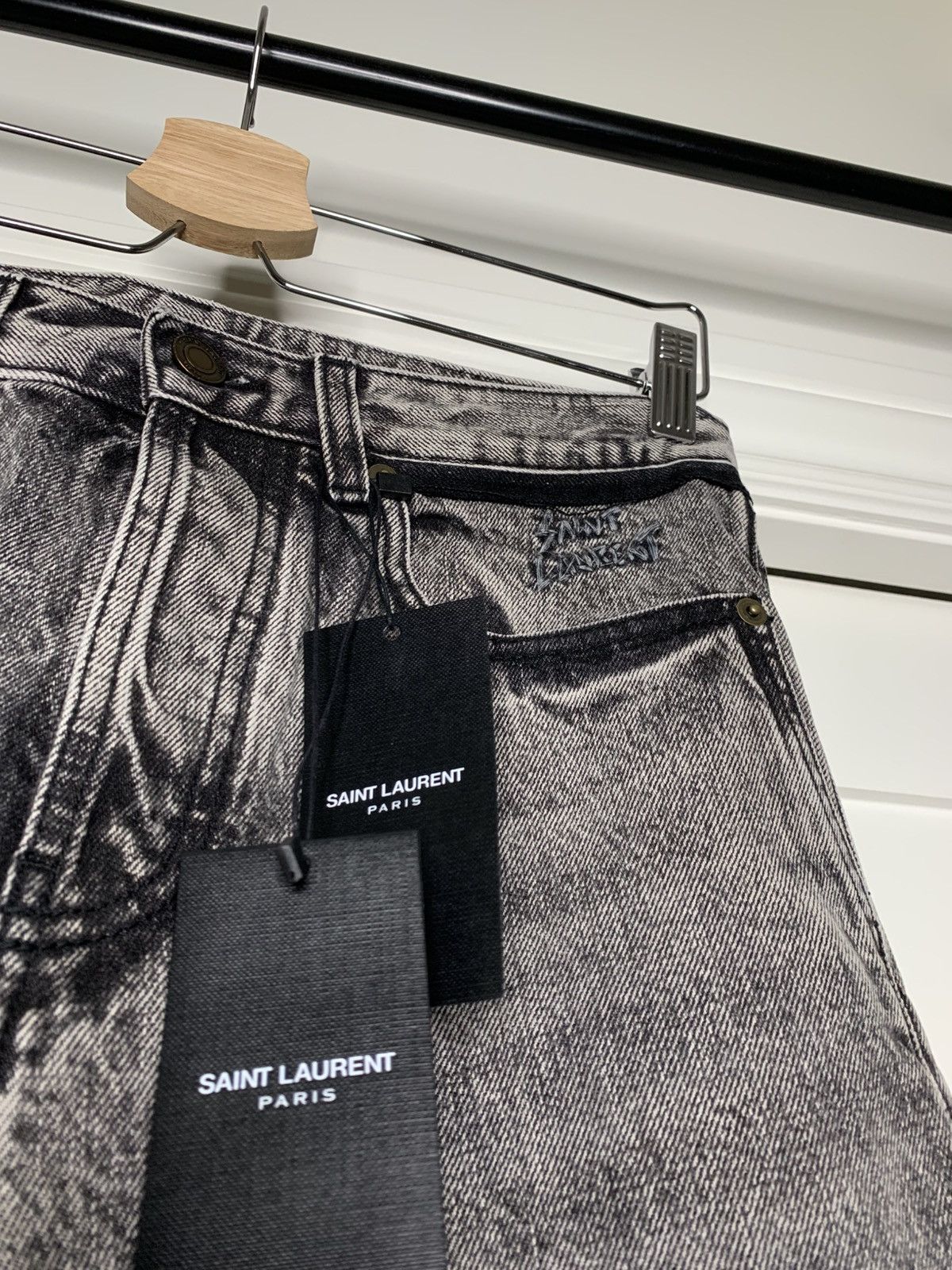 Saint Laurent Paris Saint Laurent Denim Jeans Grey Pants Size US 29 - 2 Thumbnail