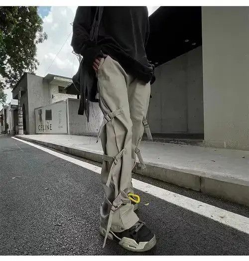 Gray Design Trousers Men's Straight Trousers Loose