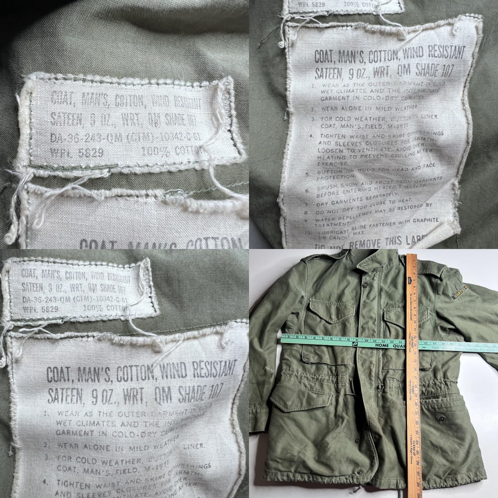 Vintage VINTAGE Military Coat Mens Small Short Green 50s OG-107 USATC Armor Field Coat Jacket Size US 29 - 8 Thumbnail
