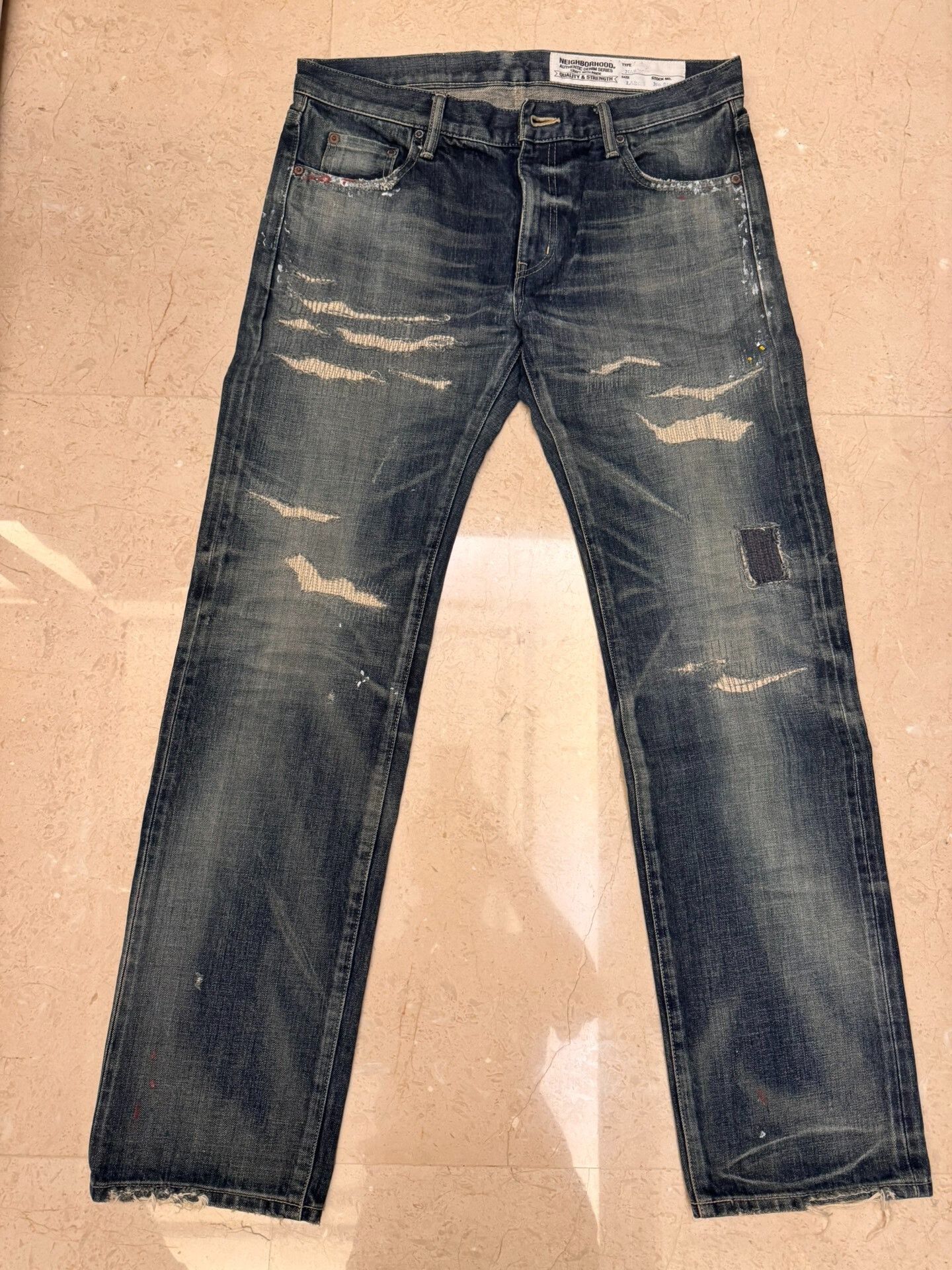 Neighborhood neighborhood distressed blue denim jeans Size US 28 / EU 44 - 1 Thumbnail