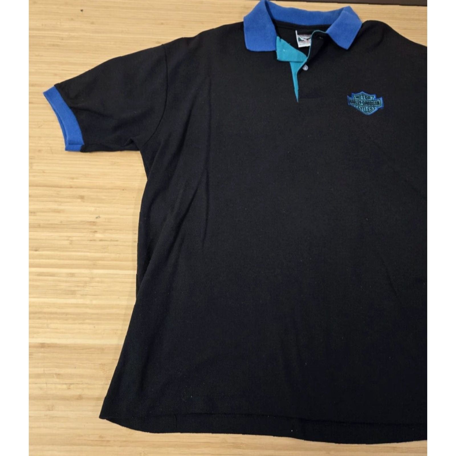 Harley Davidson VINTAGE Harley-Davidson Polo Shirt Mens XL Black Short Sleeve Button-Down Collar Pocket Cotton Polo Shirt Men XL Black Harley-Davidson Size XL / US 12-14 / IT 48-50 - 3 Thumbnail