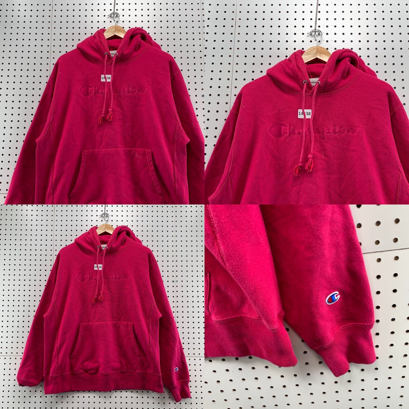Champion Champion Hoodie Mens Large Pink Tonal Spell Out Reverse Weave Hooded Sweatshirt 90s Logo Size US L / EU 52-54 / 3 - 8 Thumbnail
