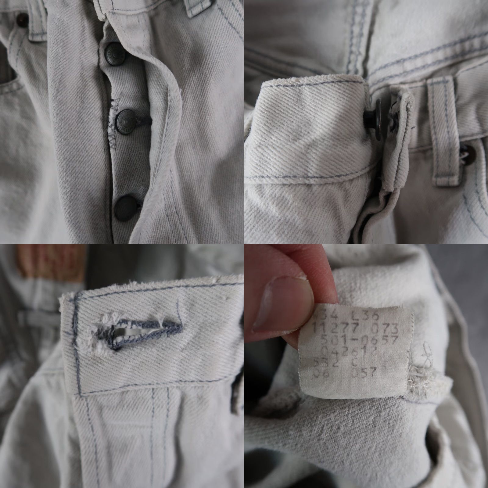 Levi's VINTAGE Levi's 501 Jeans Gray 34x36 Denim 80s USA Regular Straight Mens Regular Fit 5-Pocket Belt Loops Button Loose/Light Wear Size US 34 / EU 50 - 9 Thumbnail