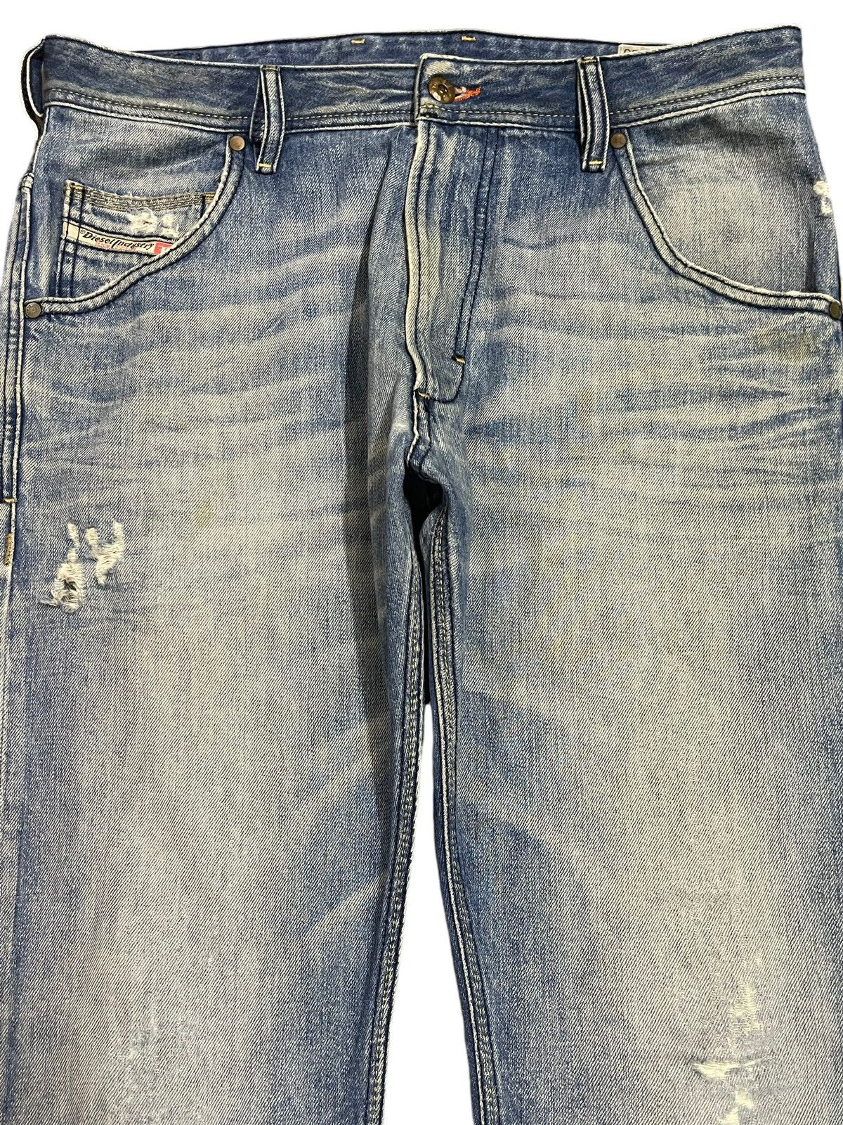 Diesel Vintage Diesel Industry Blue Faded Wash Distress Jeans Size US 33 - 3 Thumbnail