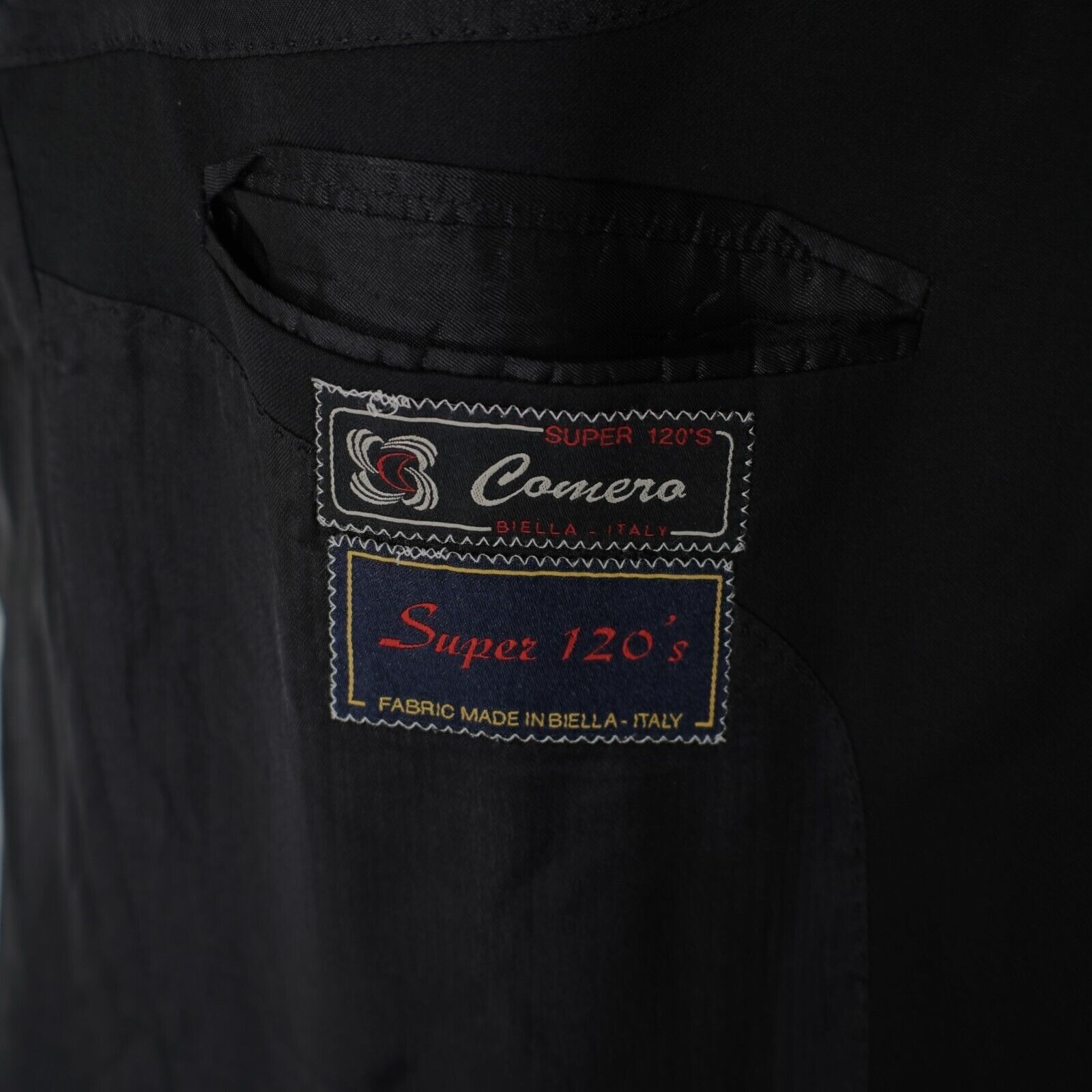 Designer Baroni Comero Super 120s Wool Black 3 Gold / Black Button Bl Size 42R - 9 Thumbnail