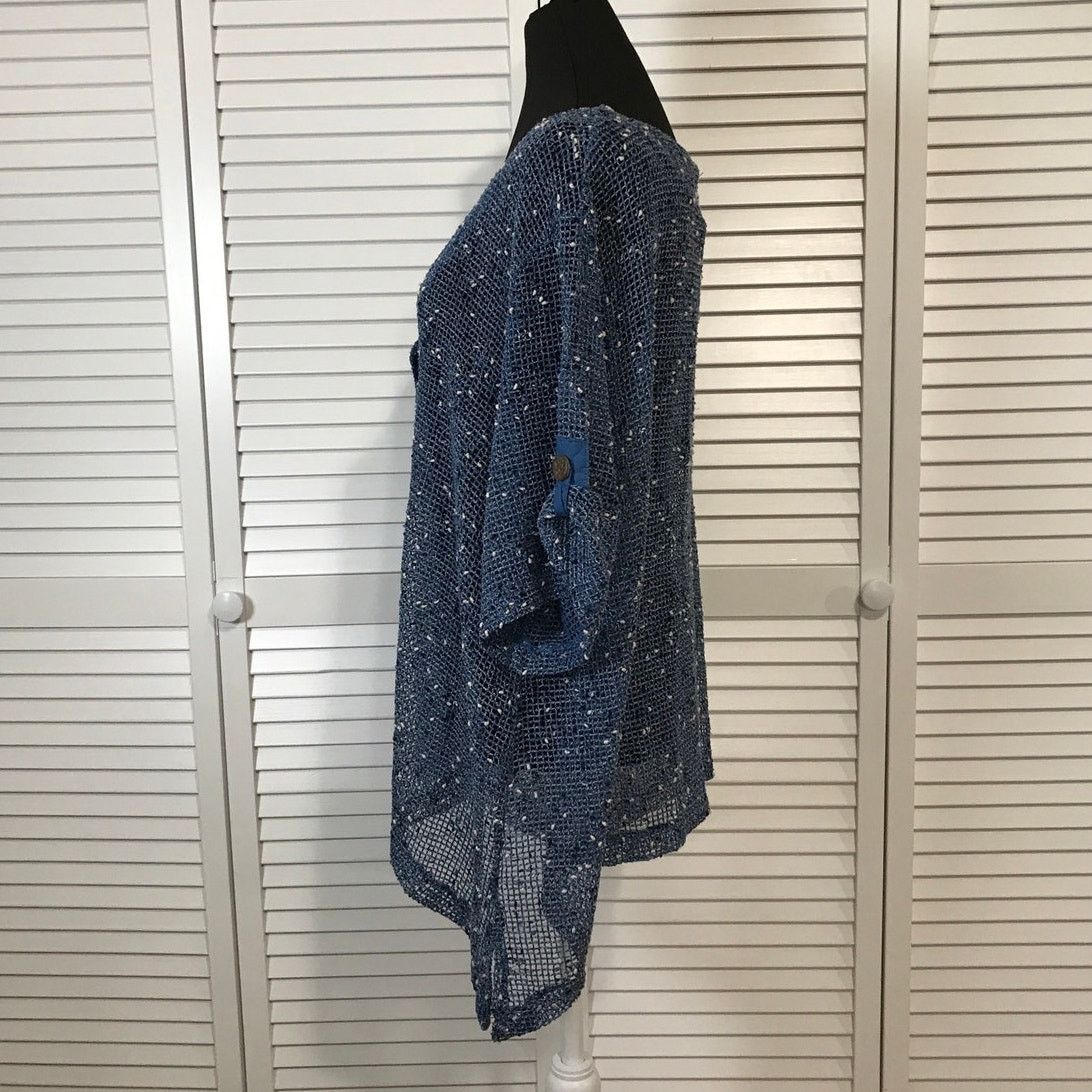 Blair NWOT Blair Boho Navy Blue Mesh Flowy Oversized Blouse XL Size XL / US 12-14 / IT 48-50 - 2 Thumbnail