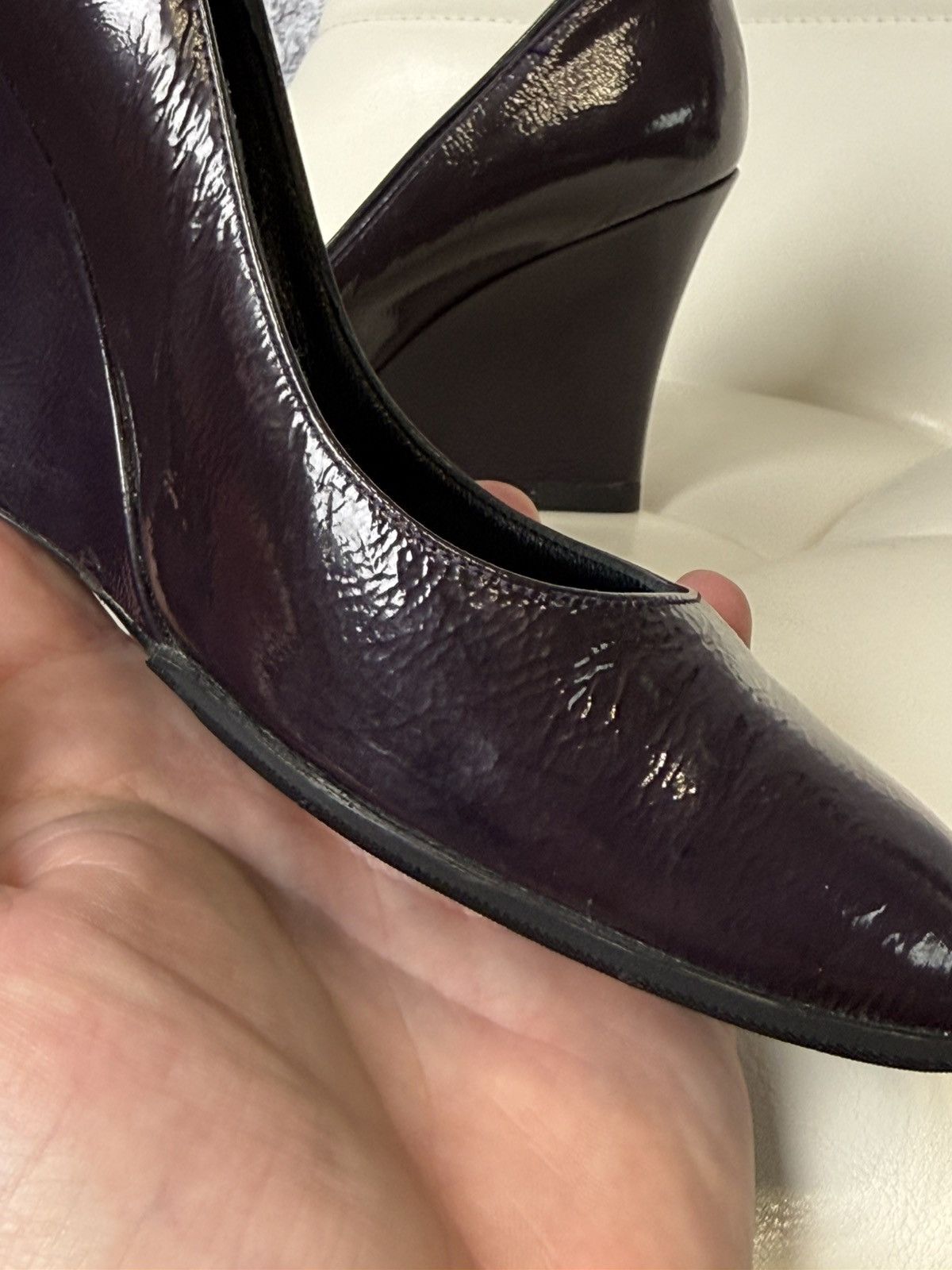 Gucci Gucci Patent Leather Wedge Heels Pumps Purple Shoes sz 36.5 Size US 6.5 / IT 36.5 - 8 Thumbnail